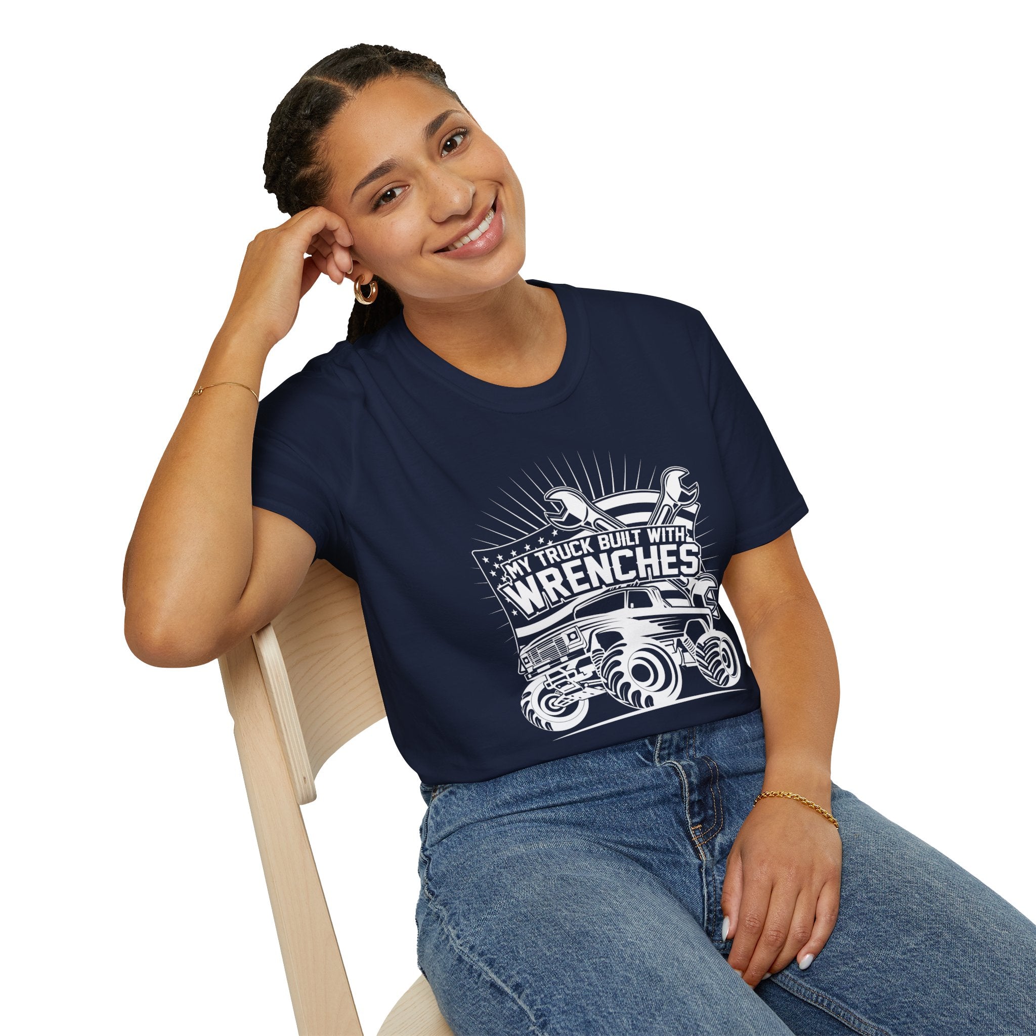 "MY TRUCK BUILT WITH WRENCHES" Unisex Soft style T-Shirt