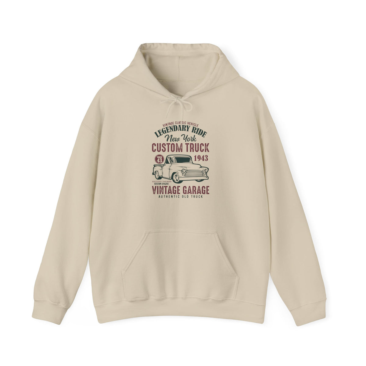 "CUSTOM TRUCK 1943 VINTAGE GARAGE" Unisex Heavy Blend™ Hooded Sweatshirt