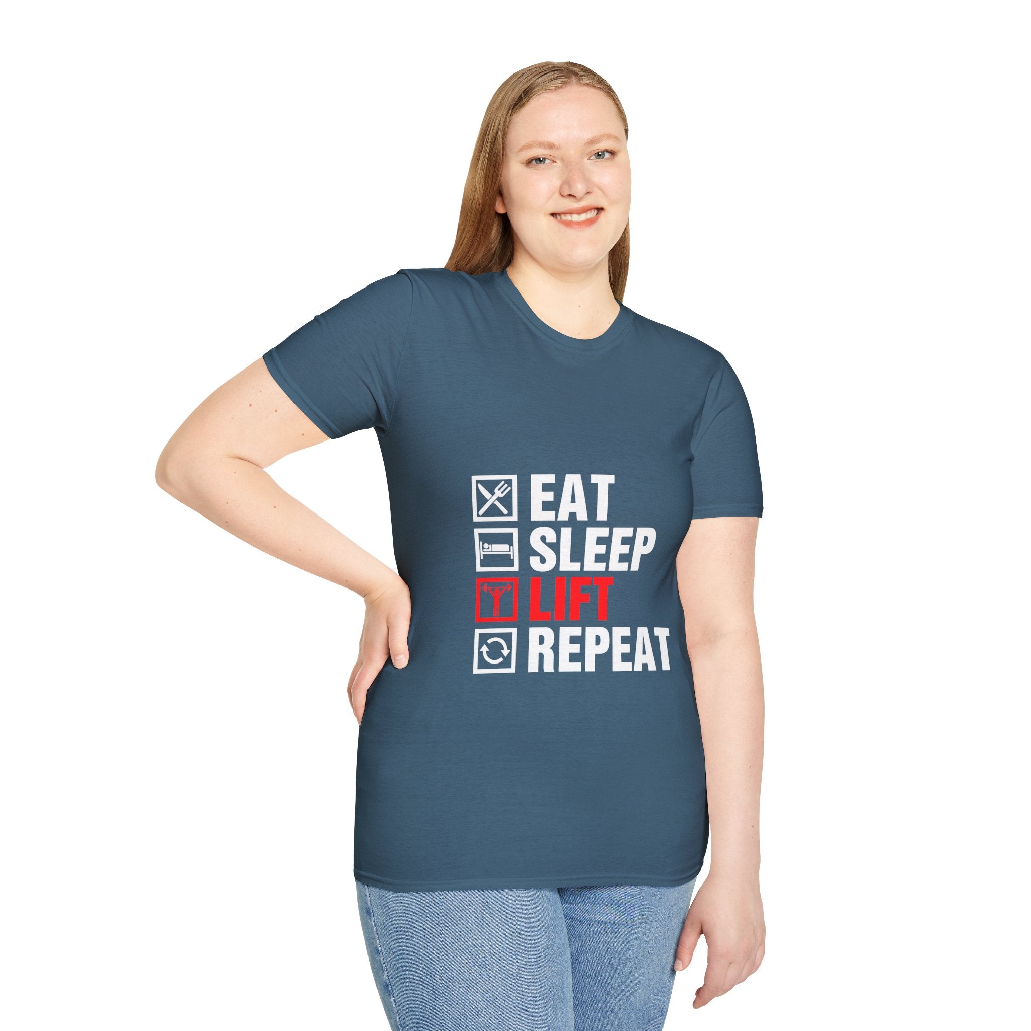 "Eat Sleep Lift Repeat" Unisex Soft Style T-Shirt