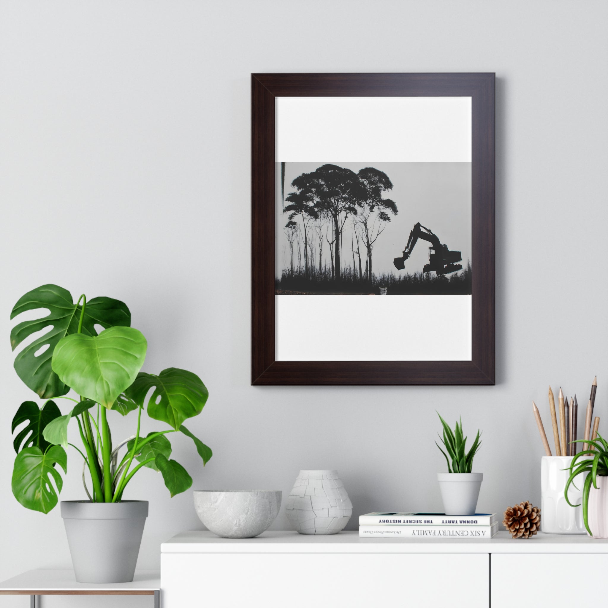 "BANKSY-STYLE GRAFFITI OF A CLEARED RAINFOREST" Framed Vertical Poster