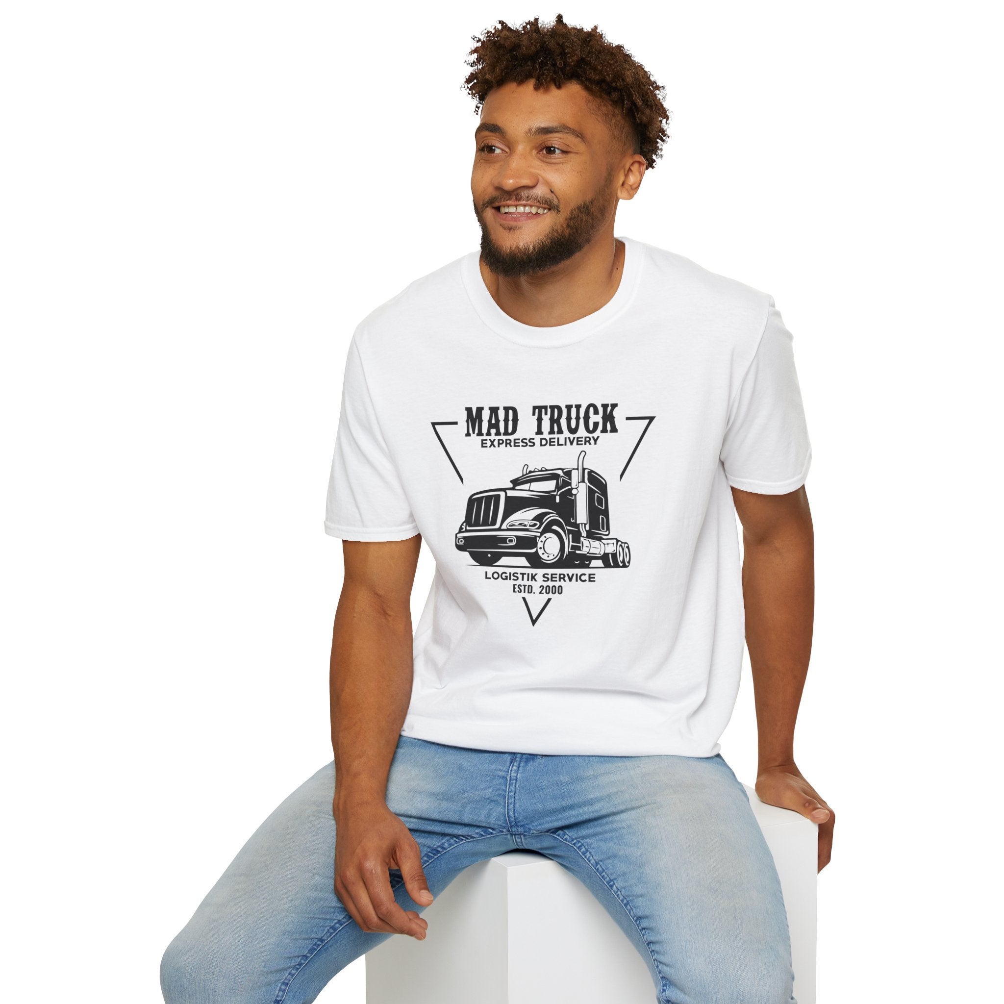 "MAD TRUCK EXPRESS DELIVERY LOGISTIK SERVICE ESTD. 2000" Unisex Soft style T-Shirt