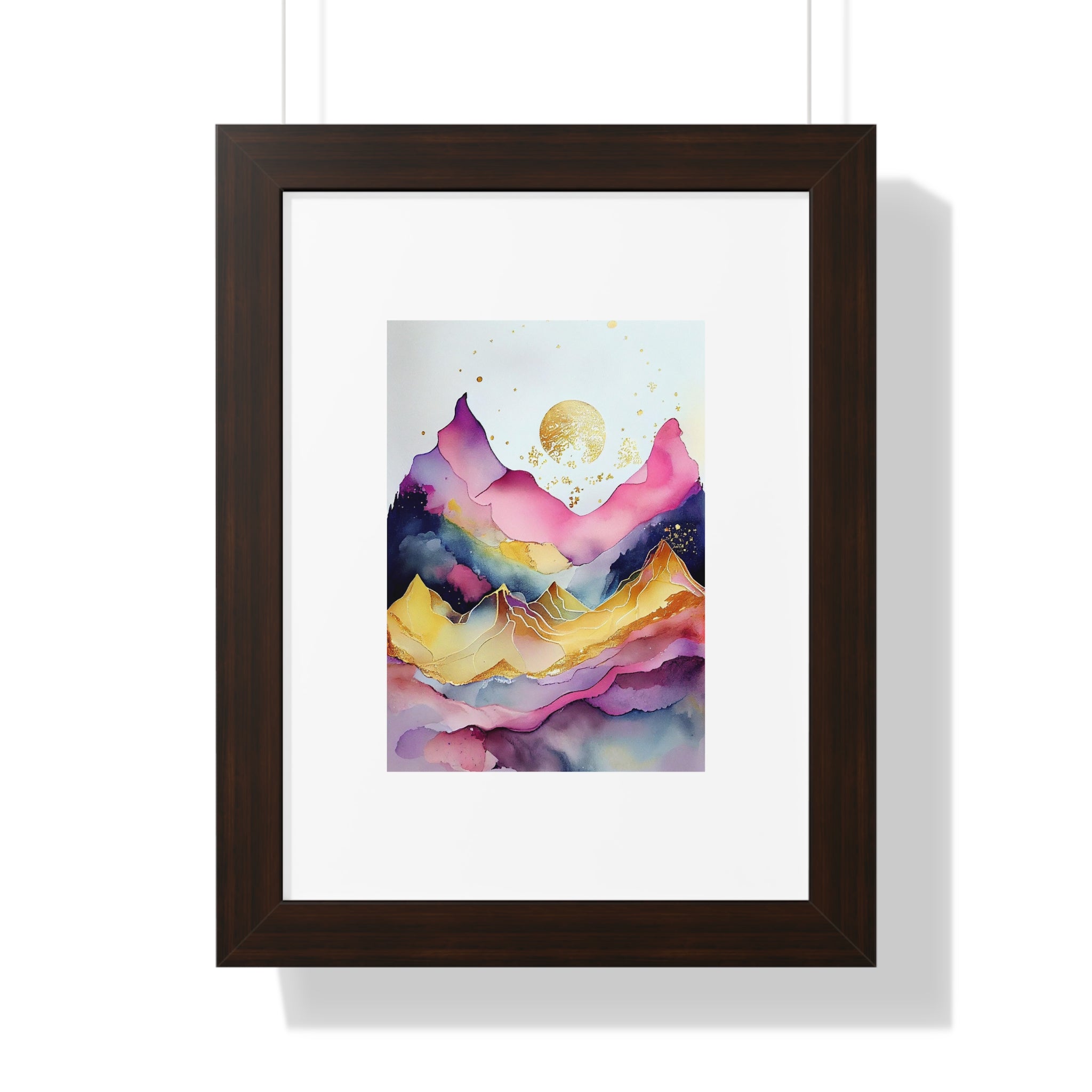 "ABSTRACT ALCOHOLIC INK MOUNTAIN" Framed Vertical Poster