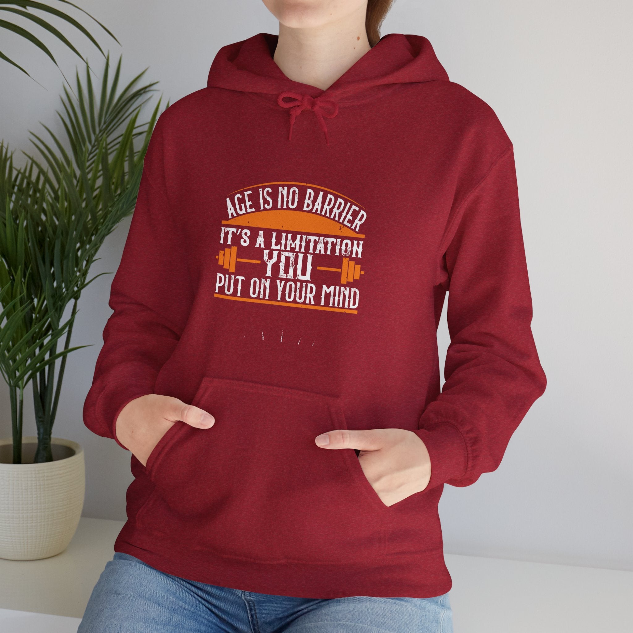 "Age Is No Barrier Its A Limitation You Put On Your Mind"  Unisex Heavy Blend™ Hooded Sweatshirt