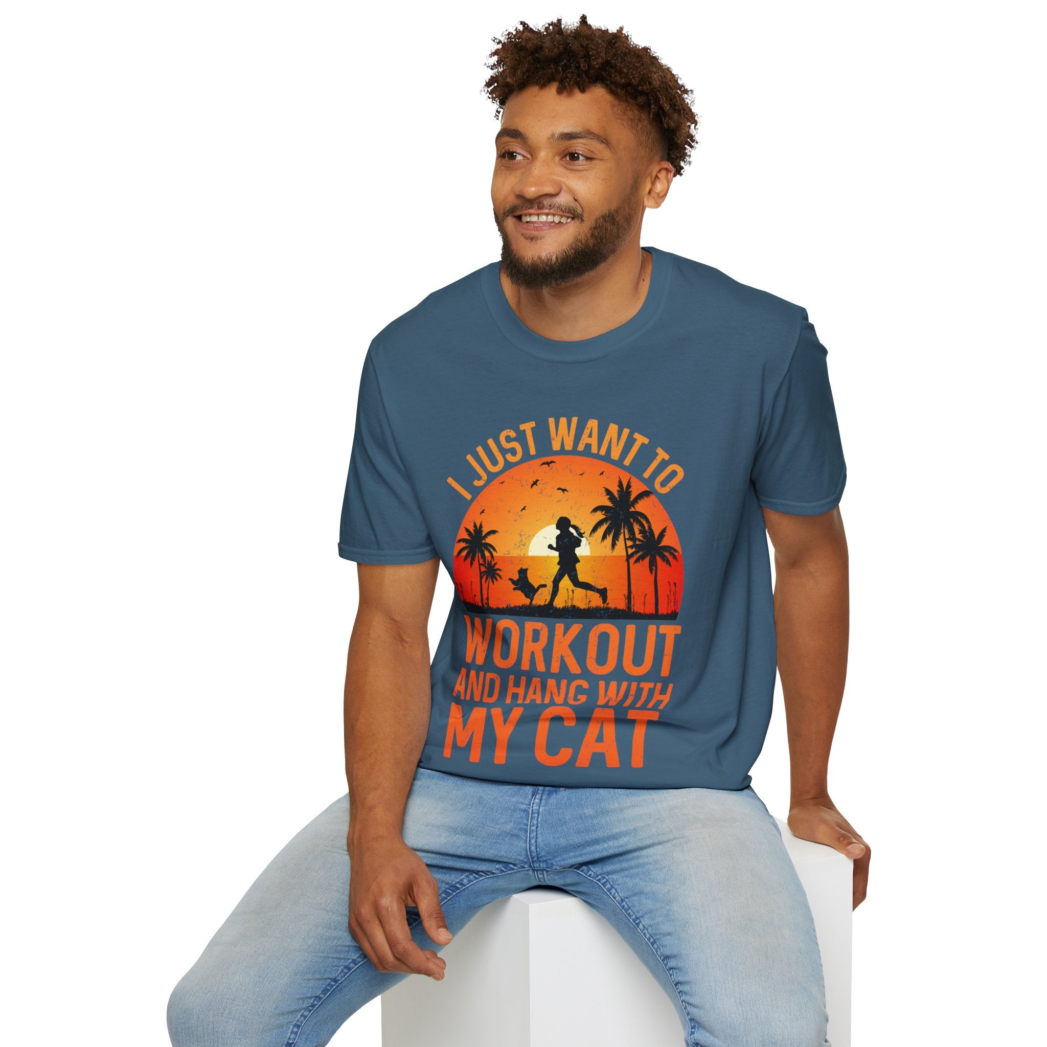 "I Just Want To Workout And Hang With My Cat"   Unisex Soft style T-Shirt