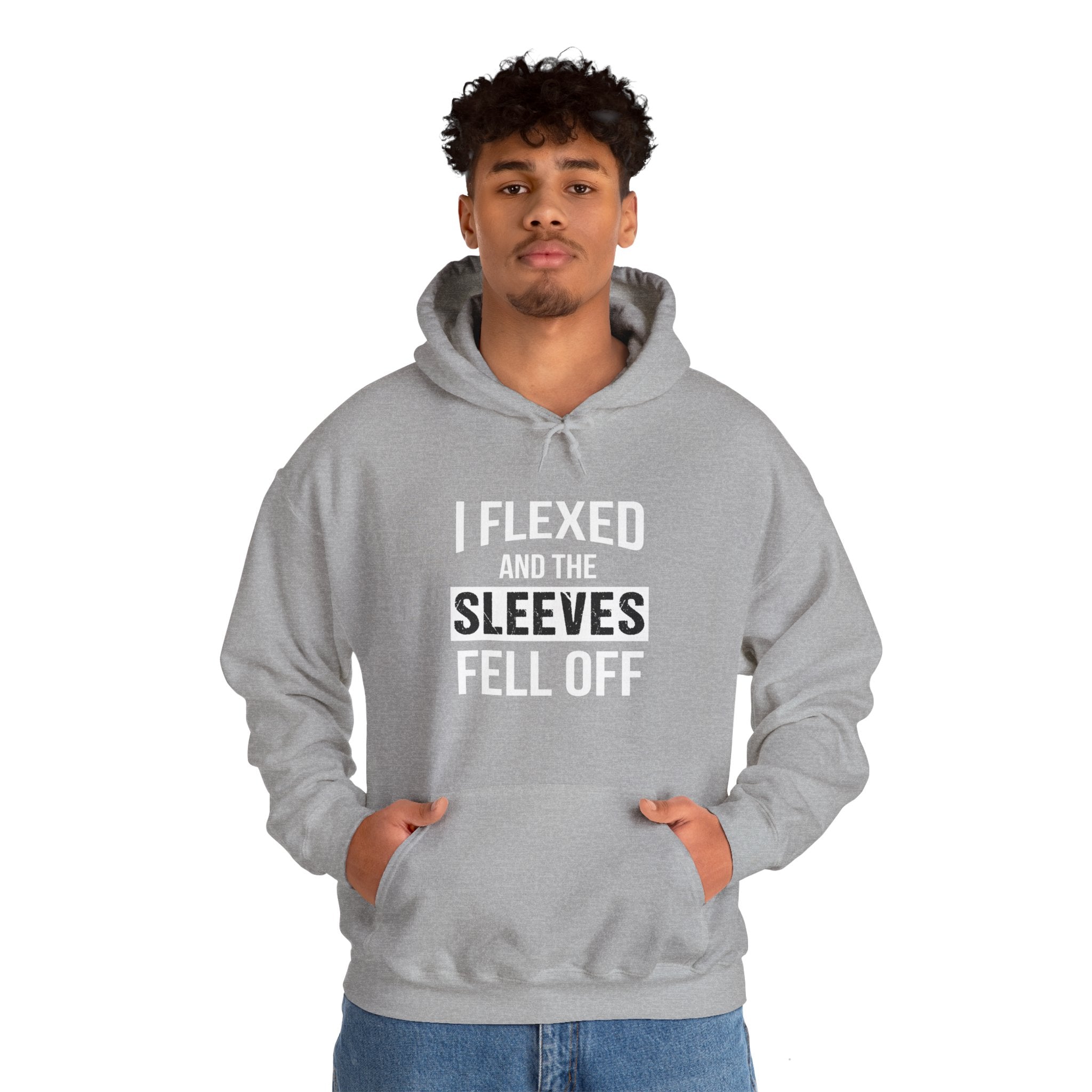 "I Flexed And The Sleeves Fell Off" Unisex Heavy Blend™ Hooded Sweatshirt