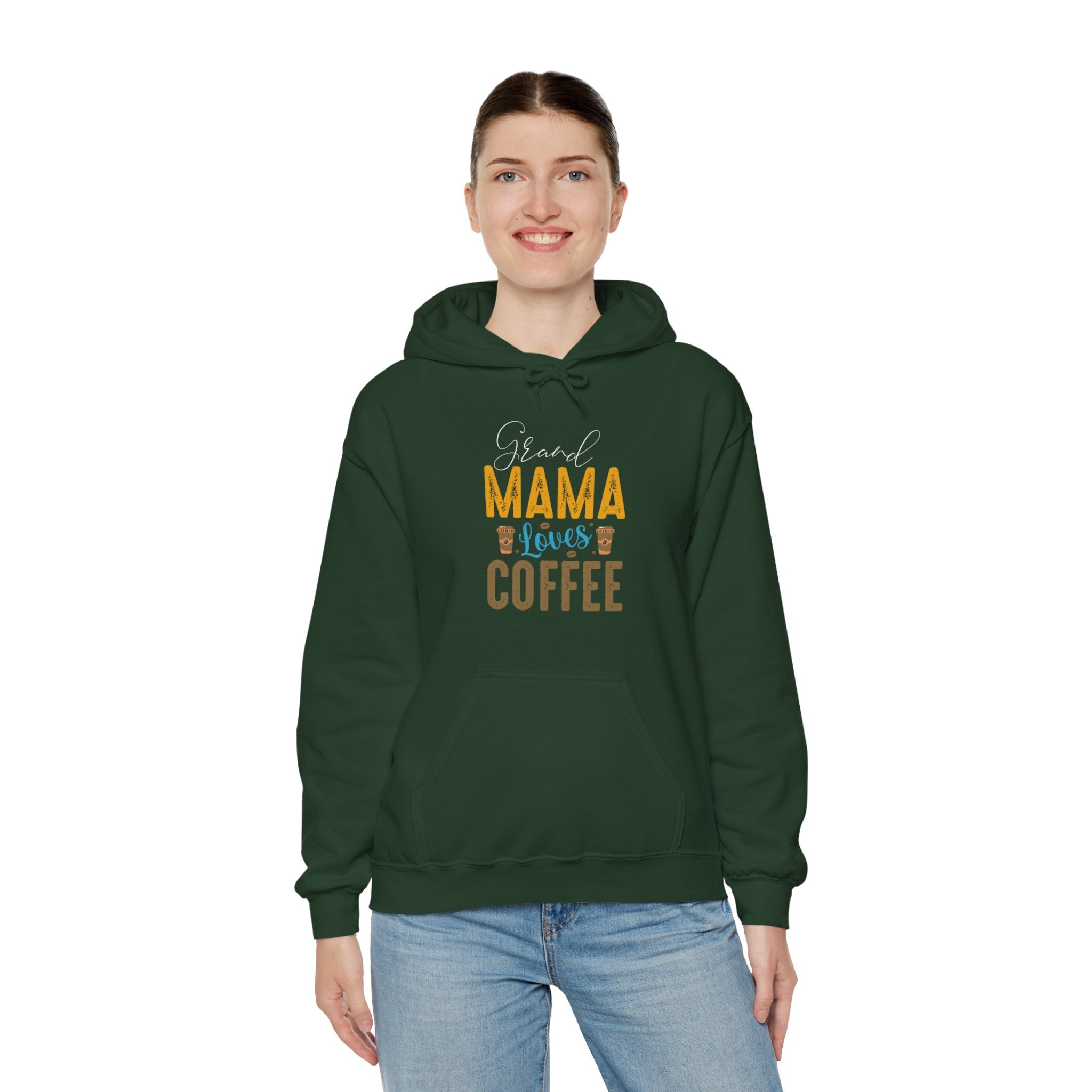 "GRAND MAMA LOVES COFFEE" Unisex Heavy Blend™ Hooded Sweatshirt