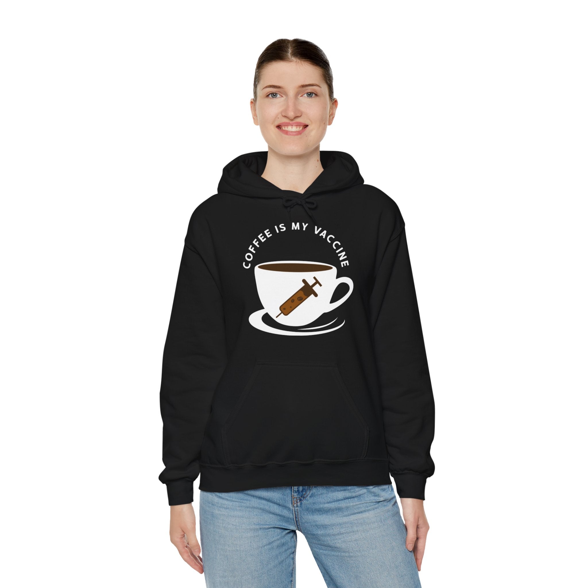 "COFFEE IS MY VACCINE" Unisex Heavy Blend™ Hooded Sweatshirt