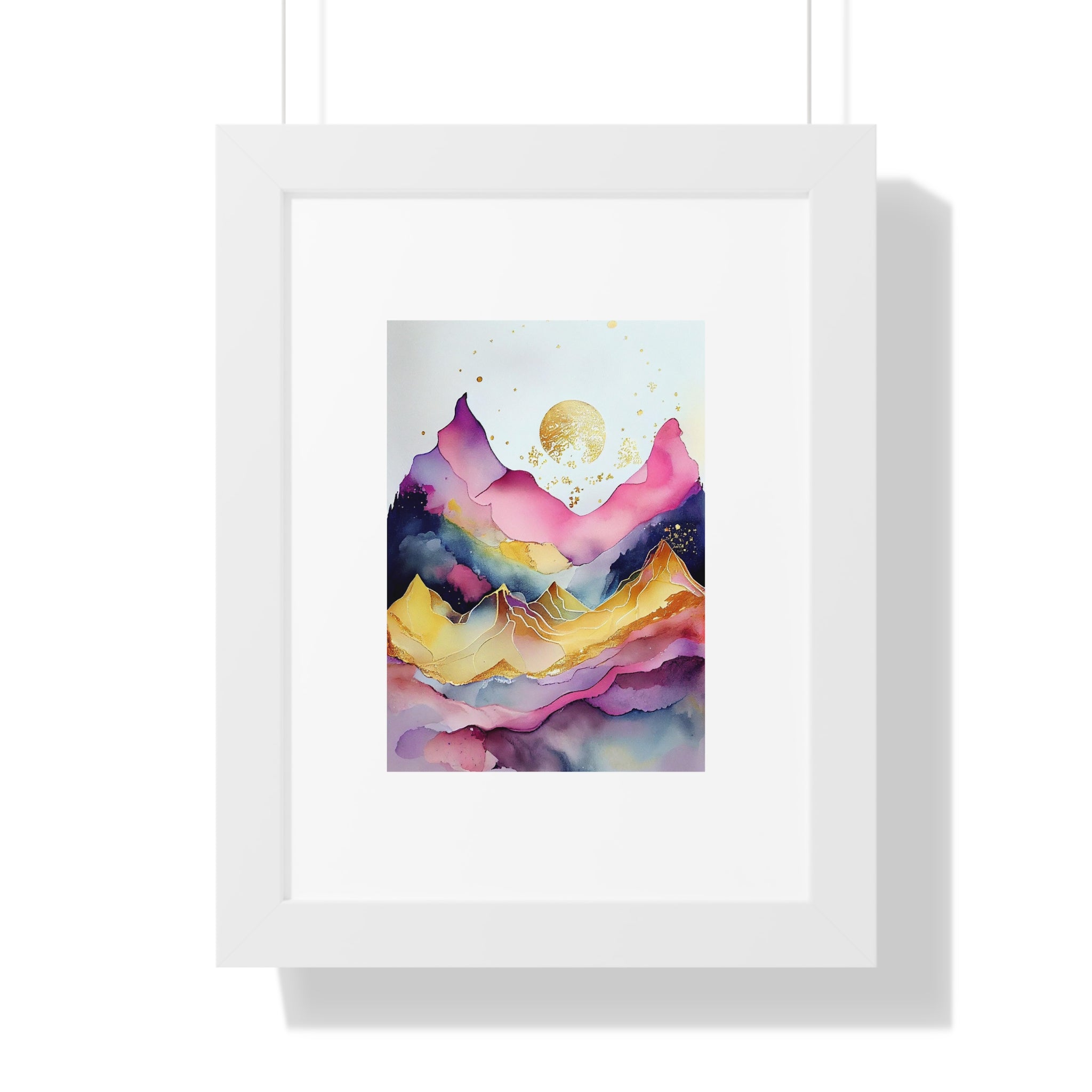 "ABSTRACT ALCOHOLIC INK MOUNTAIN" Framed Vertical Poster