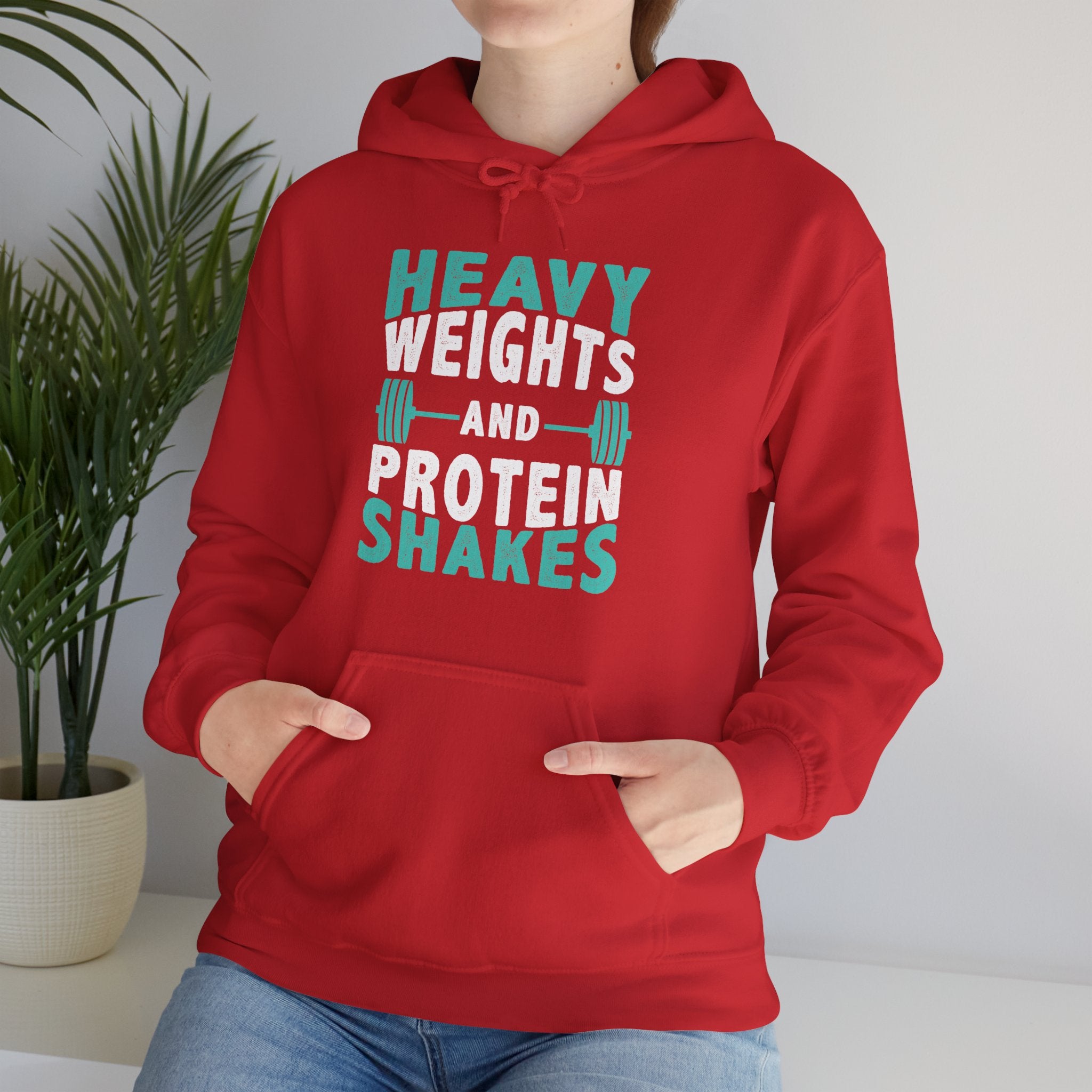 "Heavy Weights And Proteins Shakes" Unisex Heavy Blend™ Hooded Sweatshirt