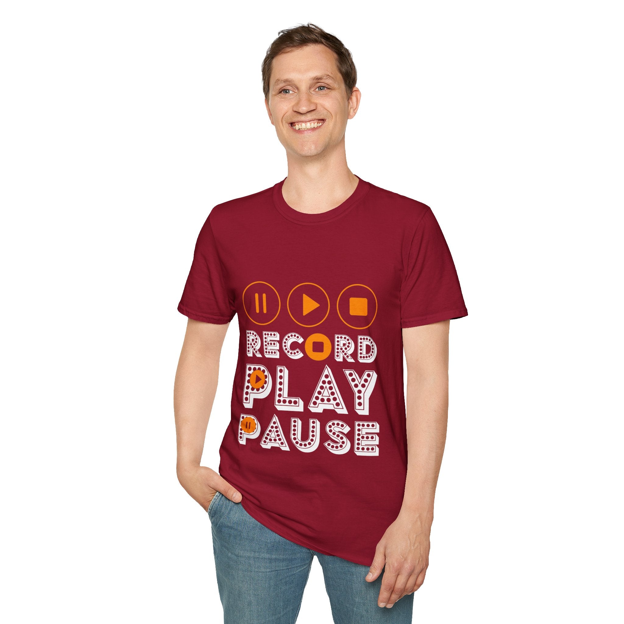 "Record Play Pause" Unisex Soft style T-Shirt