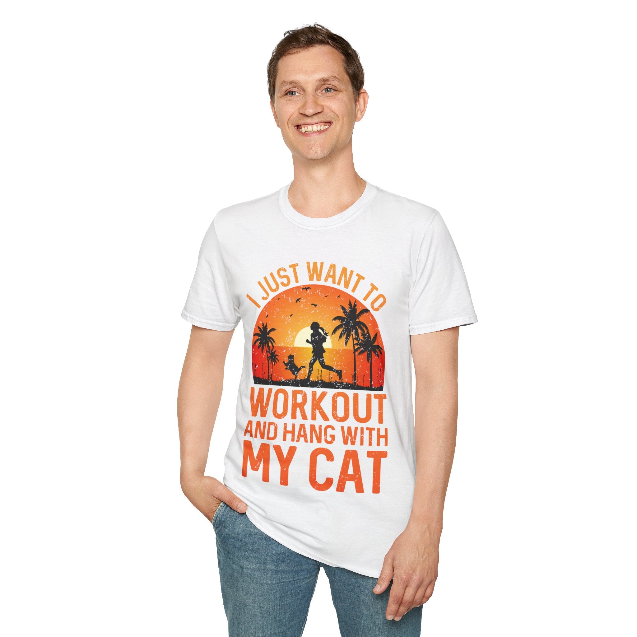 "I Just Want To Workout And Hang With My Cat"   Unisex Soft style T-Shirt