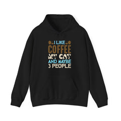 "I LIKE COFFEE MY CAT AND MAYBE 3 PEOPLE" Unisex Heavy Blend™ Hooded Sweatshirt