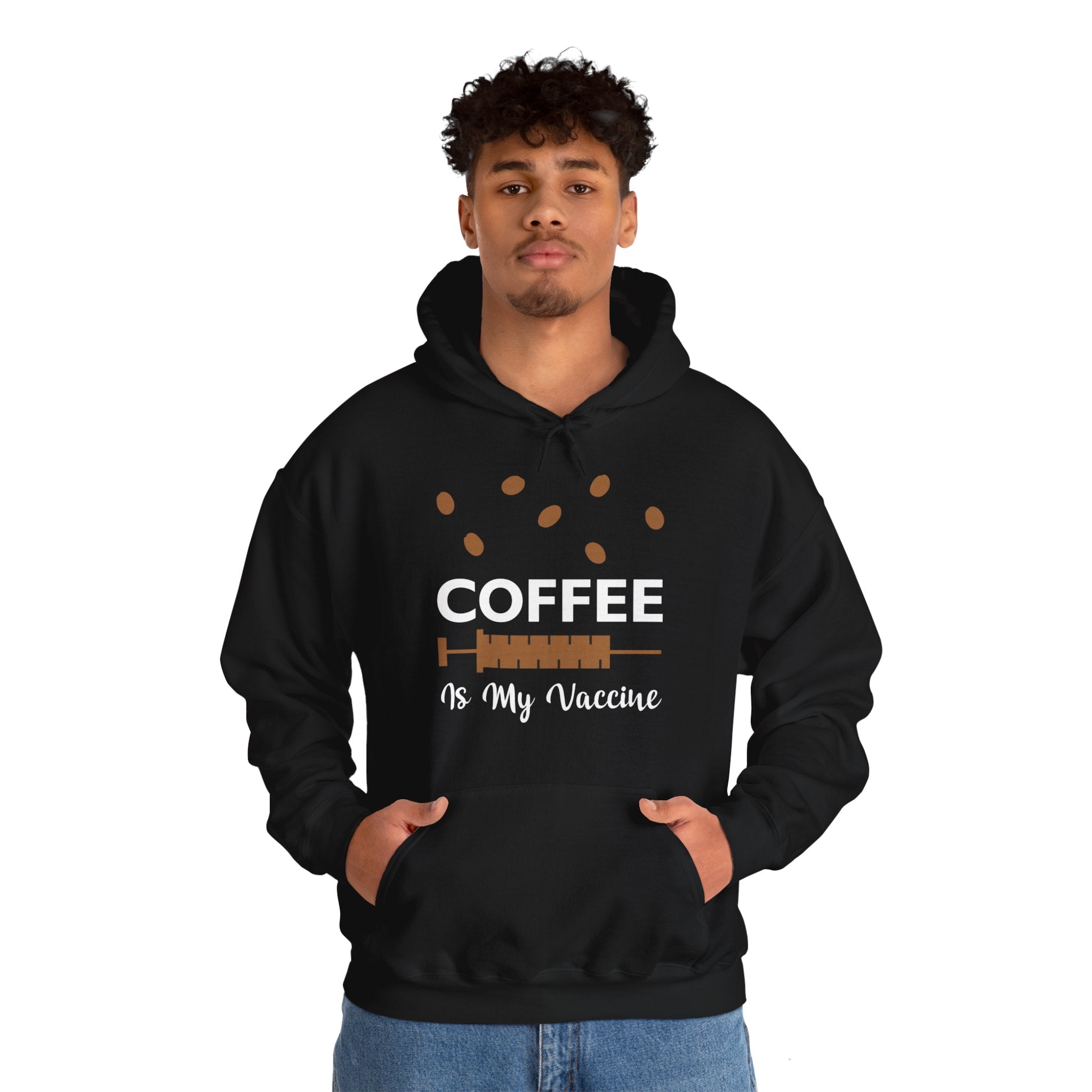 "COFFEE IS MY VACCINE" Unisex Heavy Blend™ Hooded Sweatshirt