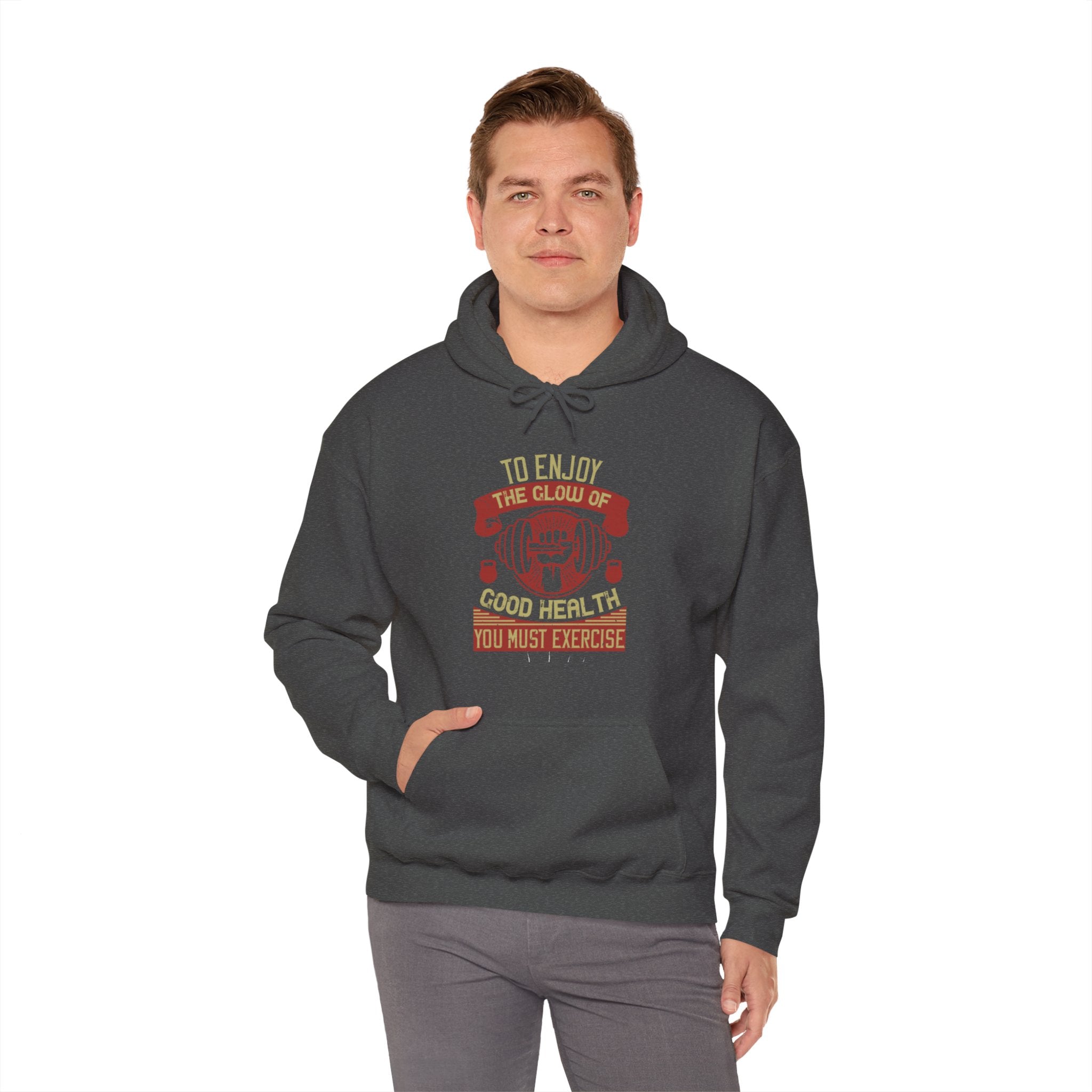 "To enjoy the glow of good health, you must exercise"  Unisex Heavy Blend™ Hooded Sweatshirt