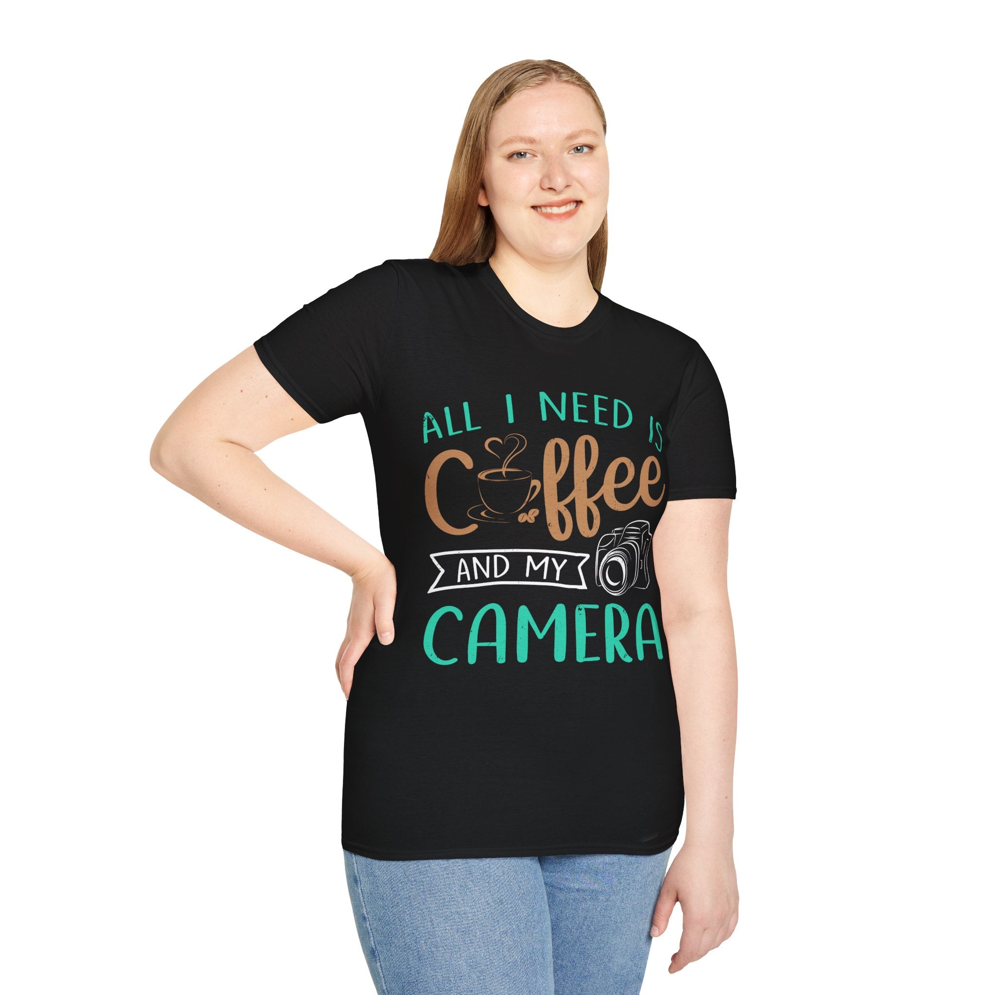 "ALL I NEED IS COFFEE AND MY CAMERA" Unisex Soft style T-Shirt