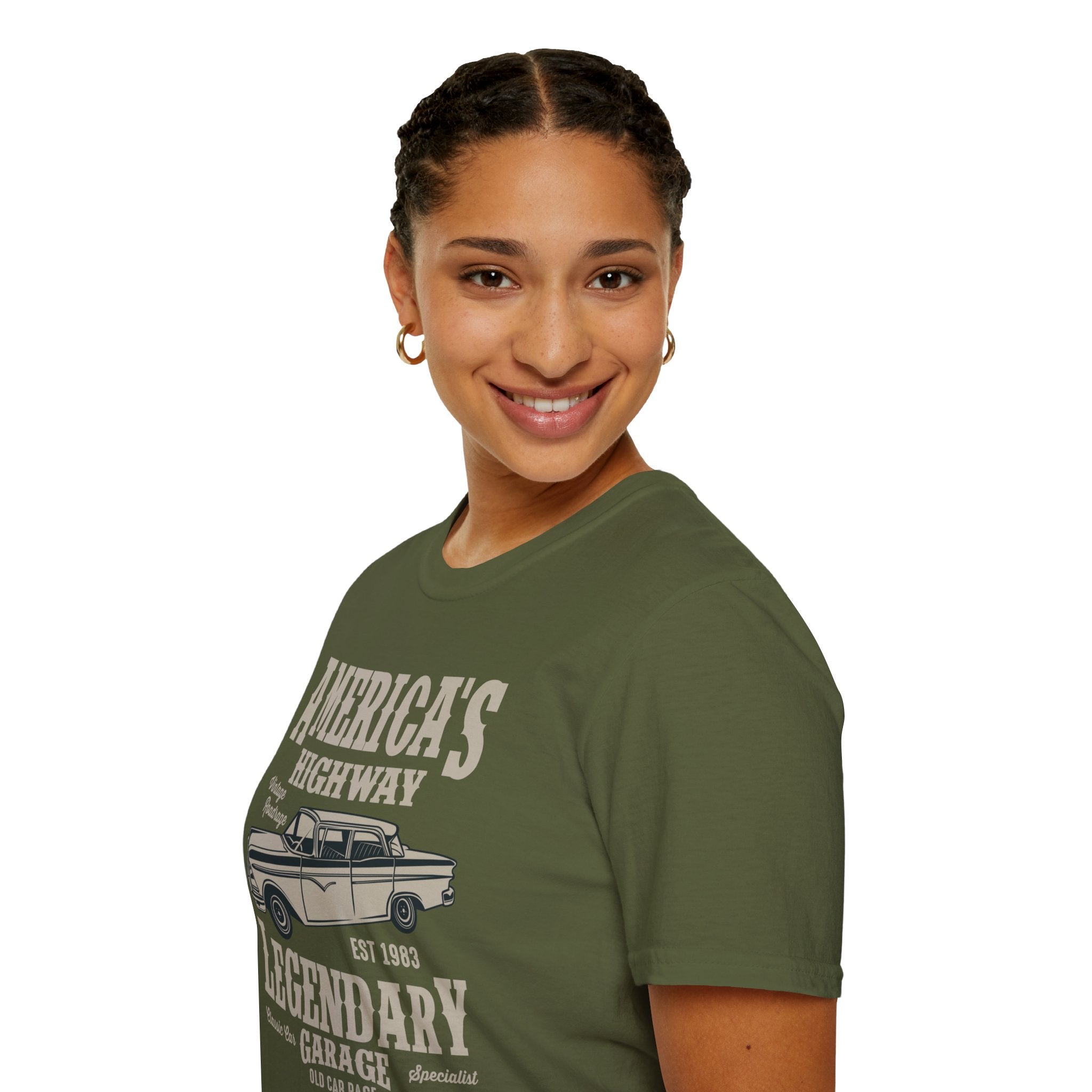 "AMERICA'S HIGHWAY LEGENDARY GARAGE" Unisex Soft style T-Shirt