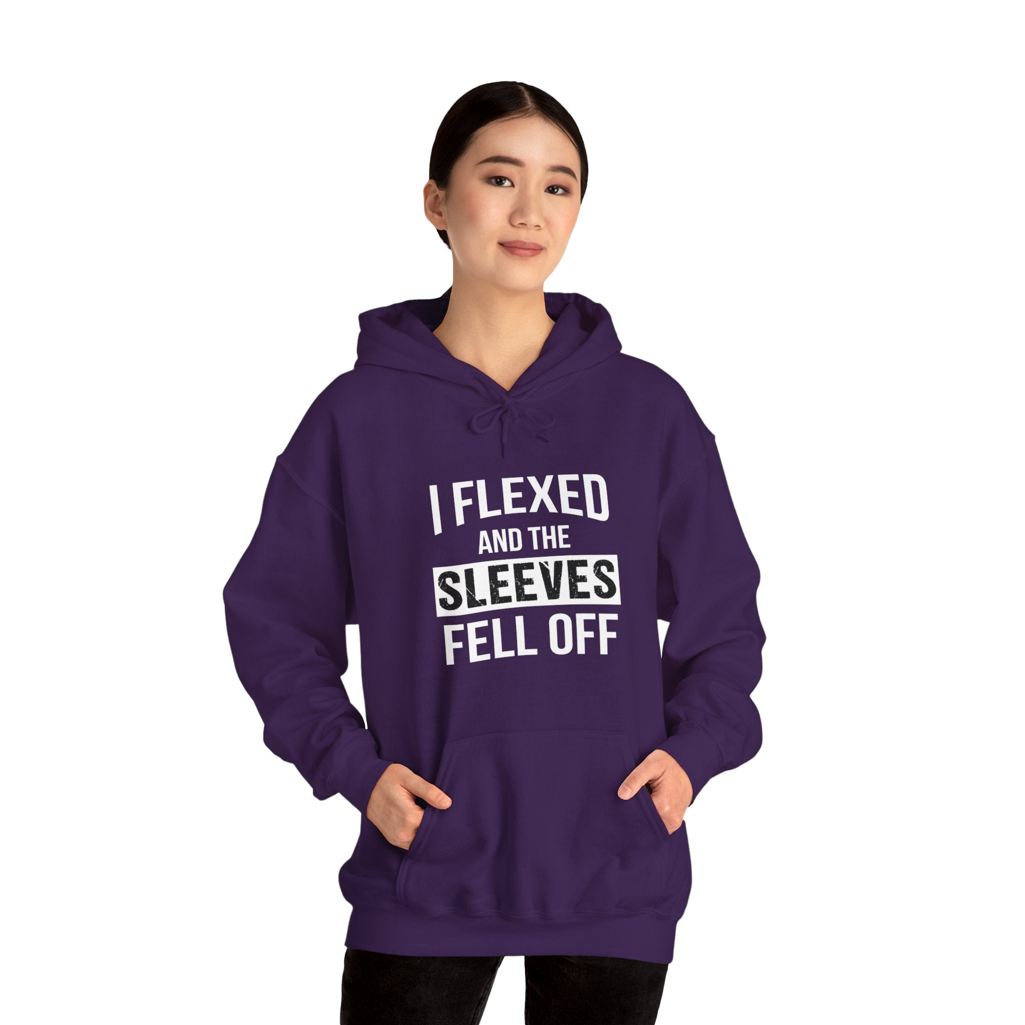 "I Flexed And The Sleeves Fell Off" Unisex Heavy Blend™ Hooded Sweatshirt