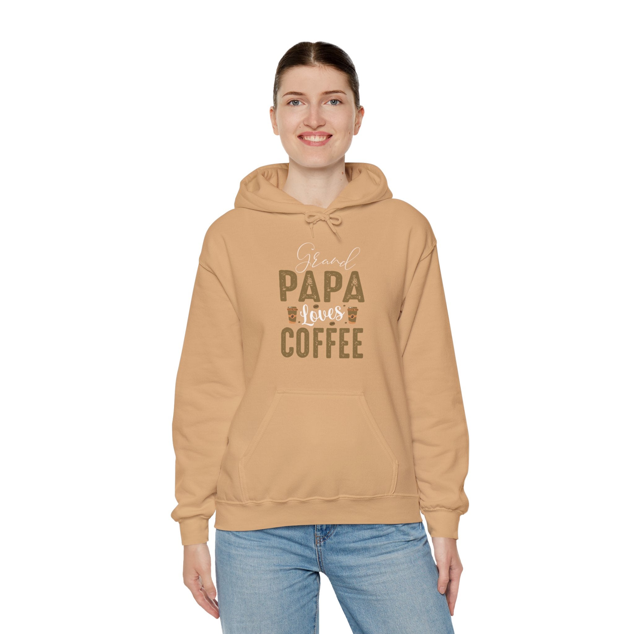 "GRAND PAPA LOVES COFFEE" Unisex Heavy Blend™ Hooded Sweatshirt