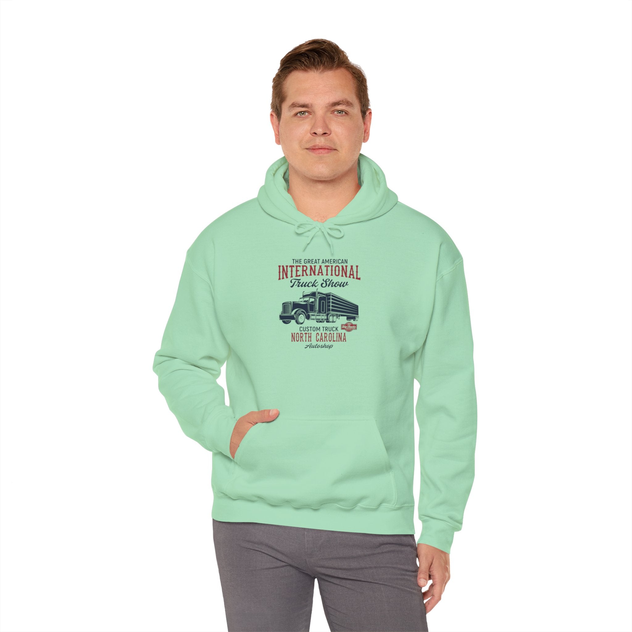 "THE GREAT AMERICAN INTERNATIONAL TRUCK SHOW CUSTOM TRUCK NORTH CALIFORNIA AUTO SHOP" Unisex Heavy Blend™ Hooded Sweatshirt