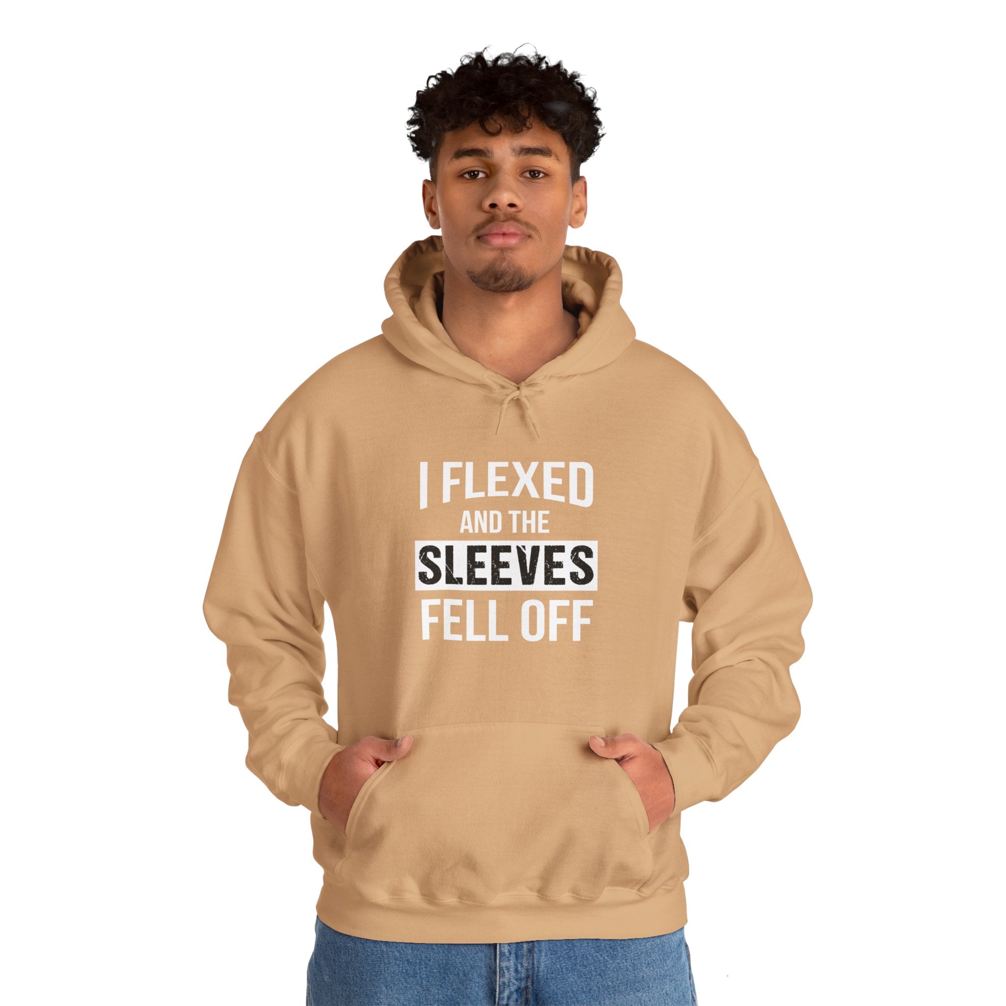 "I Flexed And The Sleeves Fell Off" Unisex Heavy Blend™ Hooded Sweatshirt