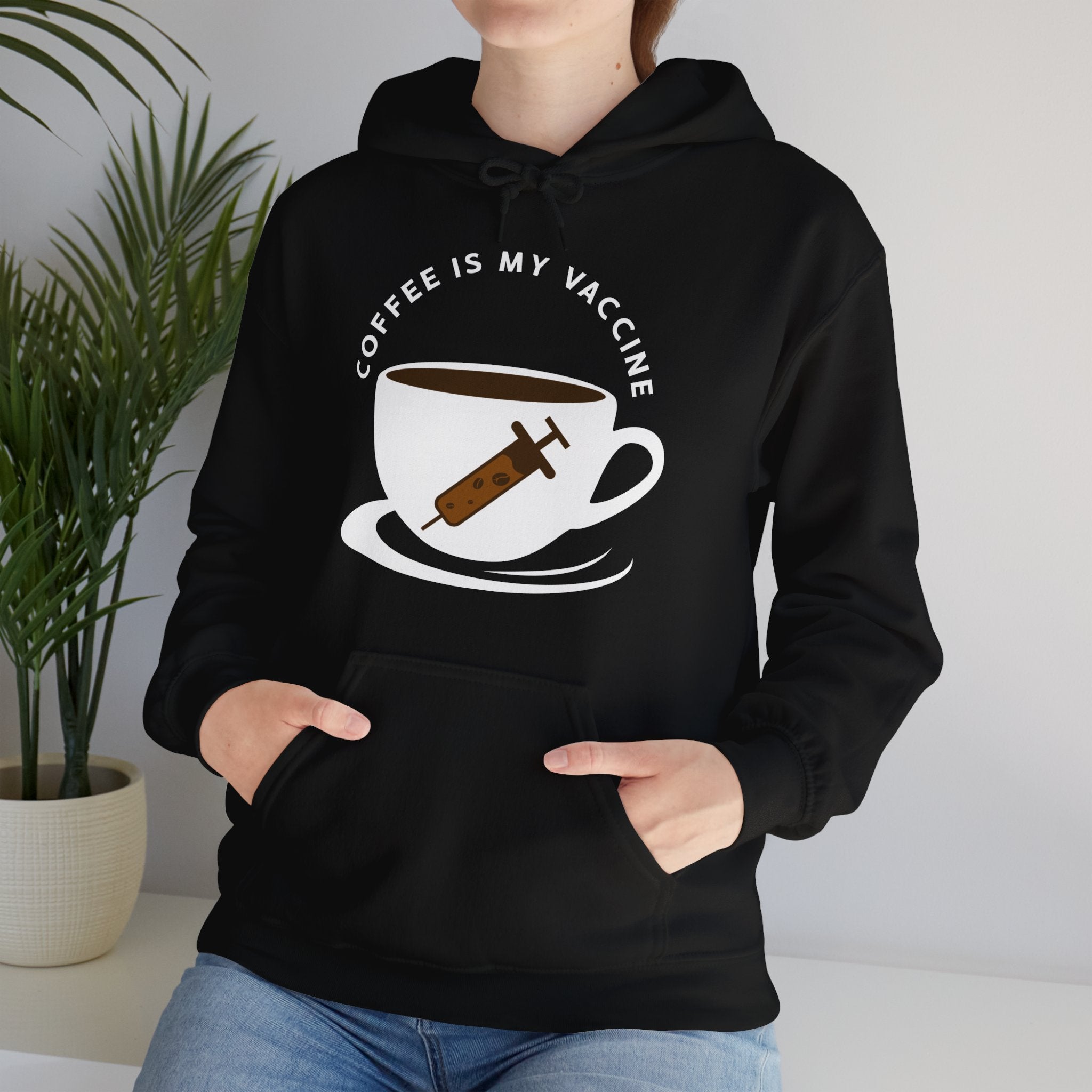 "COFFEE IS MY VACCINE" Unisex Heavy Blend™ Hooded Sweatshirt