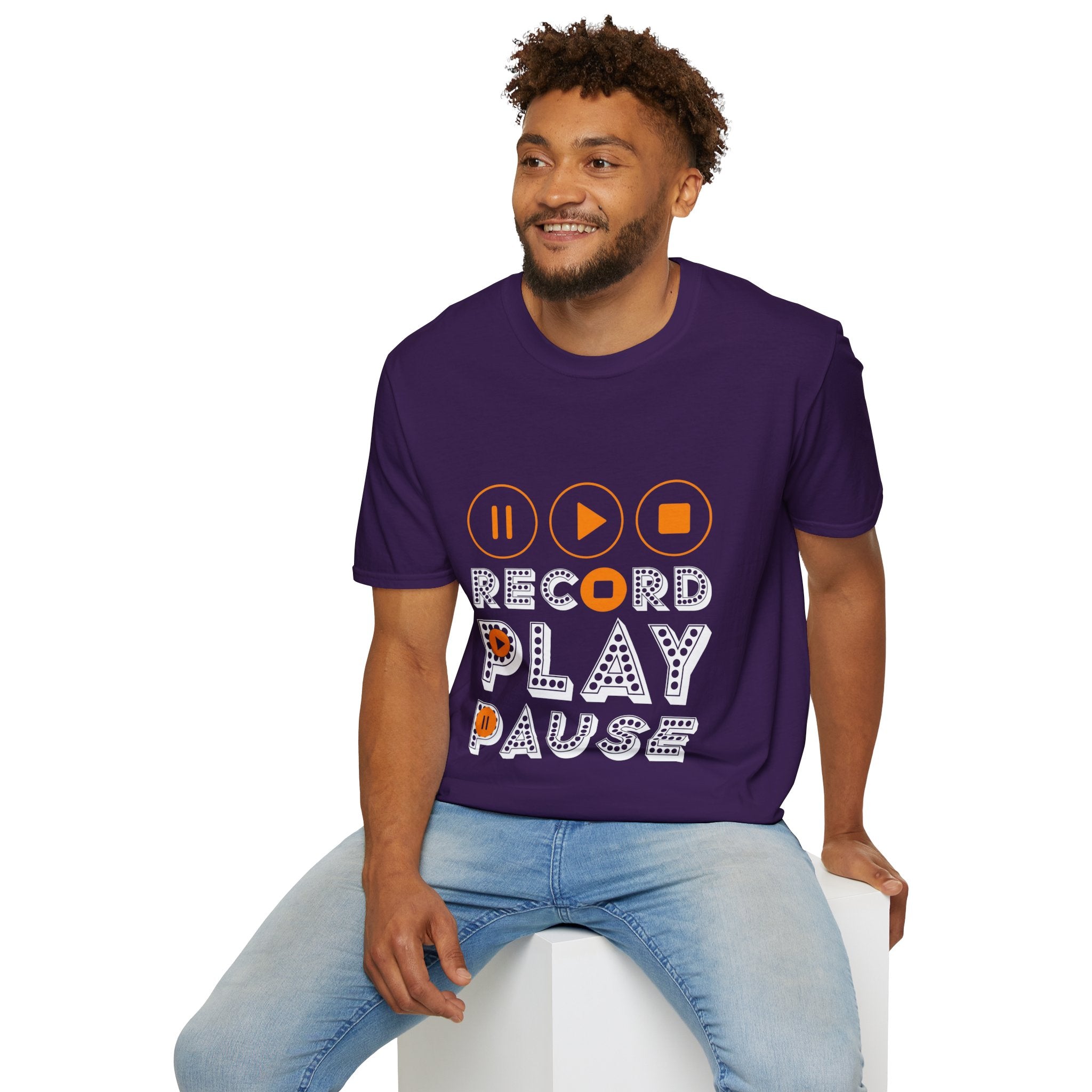 "Record Play Pause" Unisex Soft style T-Shirt