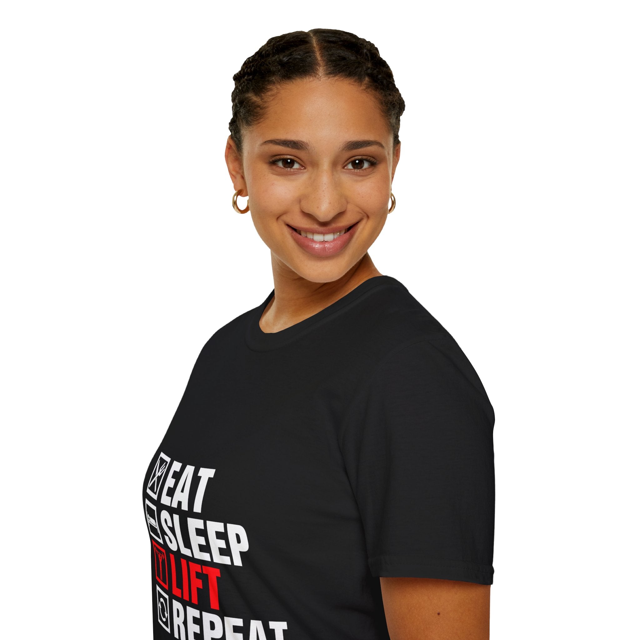 "Eat Sleep Lift Repeat" Unisex Soft Style T-Shirt