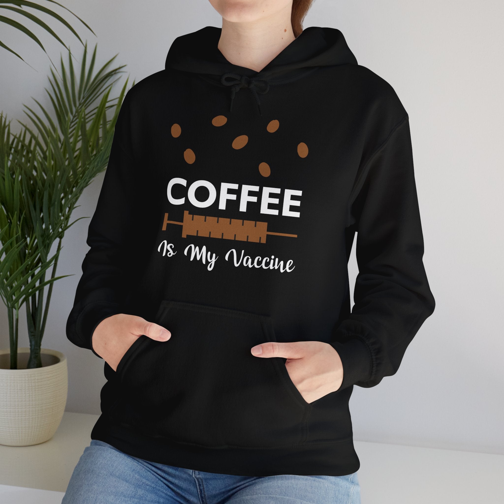 "COFFEE IS MY VACCINE" Unisex Heavy Blend™ Hooded Sweatshirt