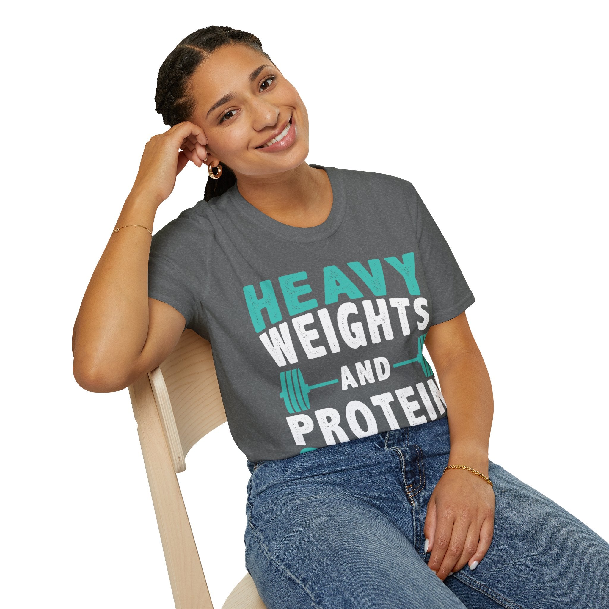 "Heavy Weights And Proteins Shakes" Unisex Soft Style T-Shirt