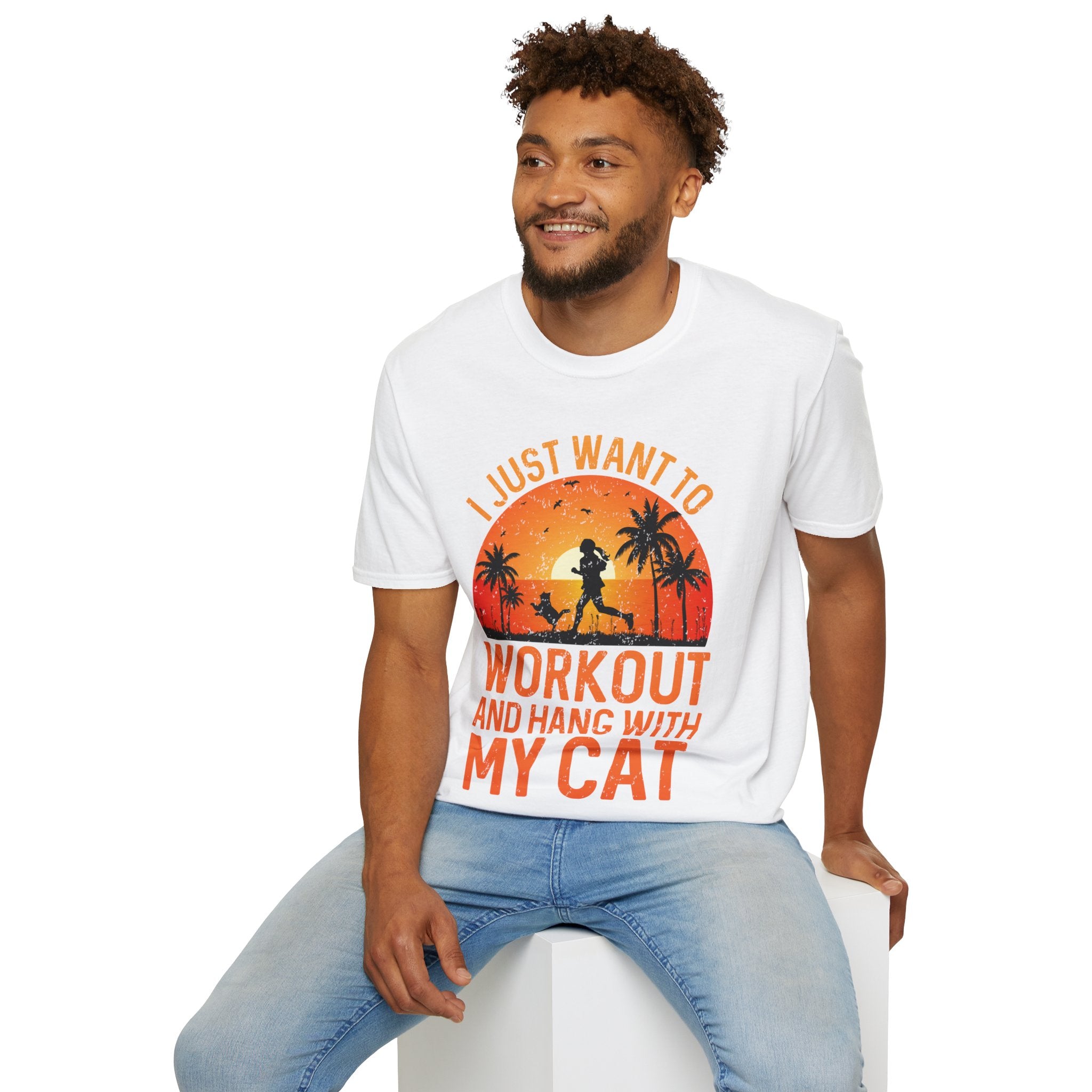 "I Just Want To Workout And Hang With My Cat"   Unisex Soft style T-Shirt