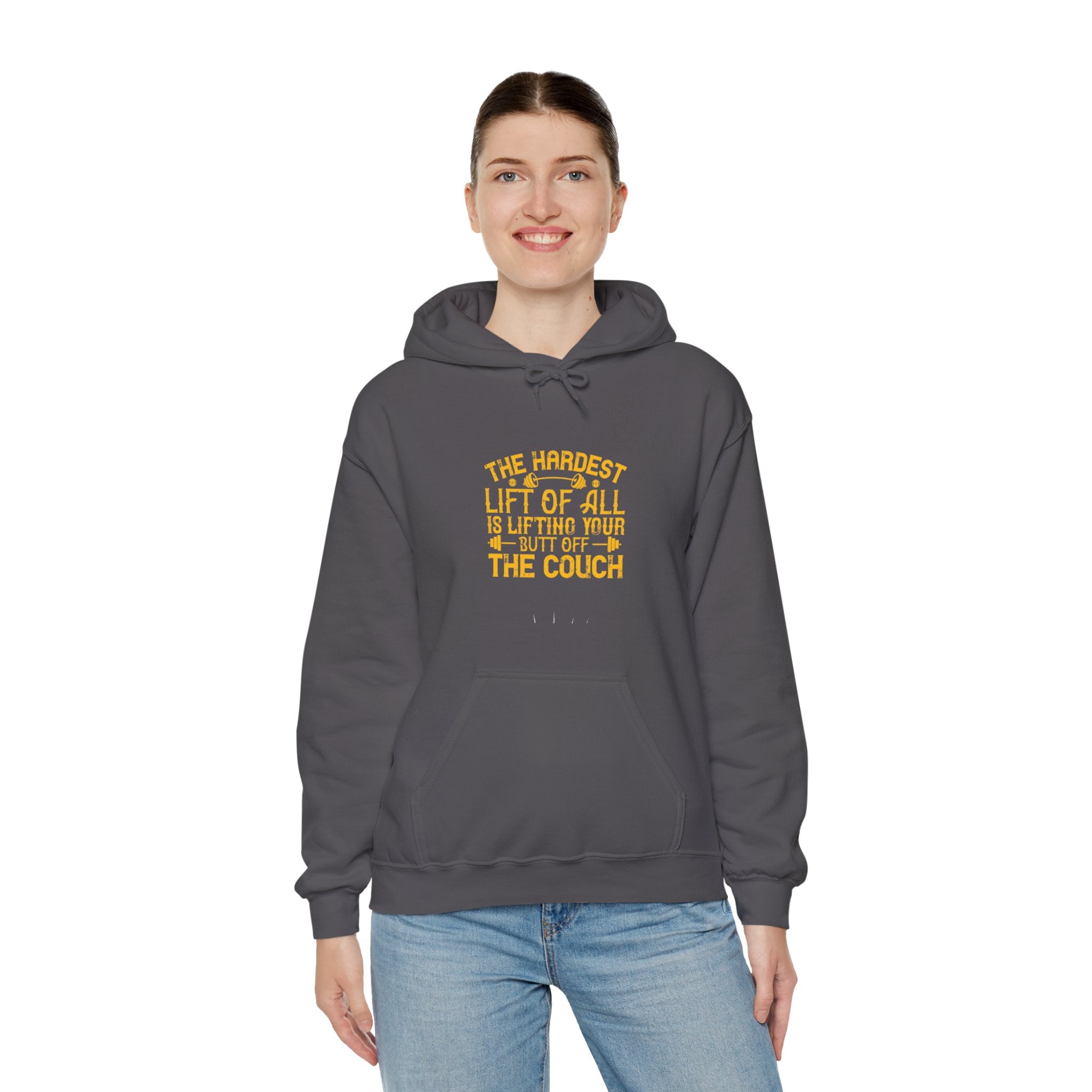 "The hardest lift of all is lifting your butt off the couch"  Unisex Heavy Blend™ Hooded Sweatshirt