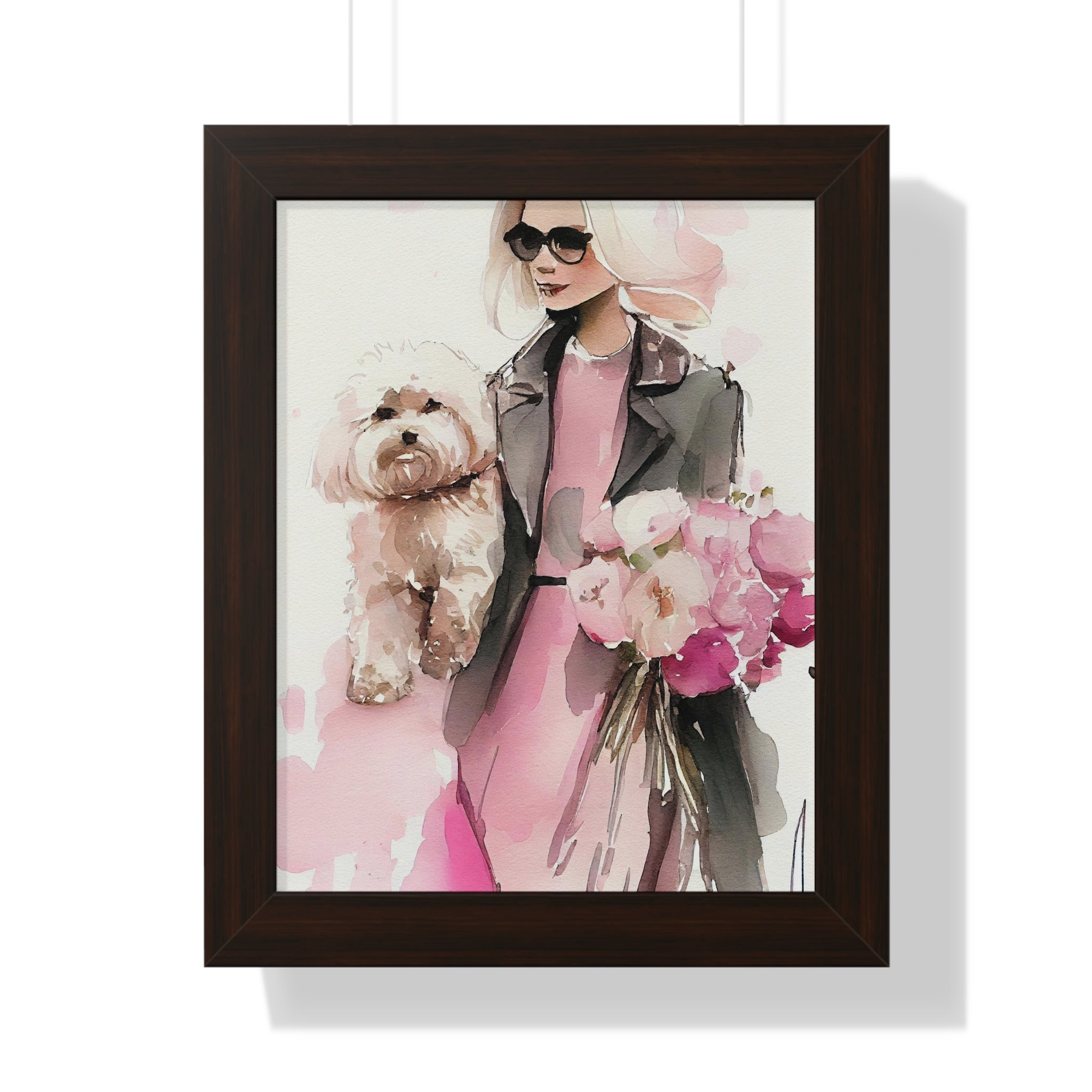 "BLONDE LADY MALTIPOO SUNGLASSES" Framed Vertical Poster