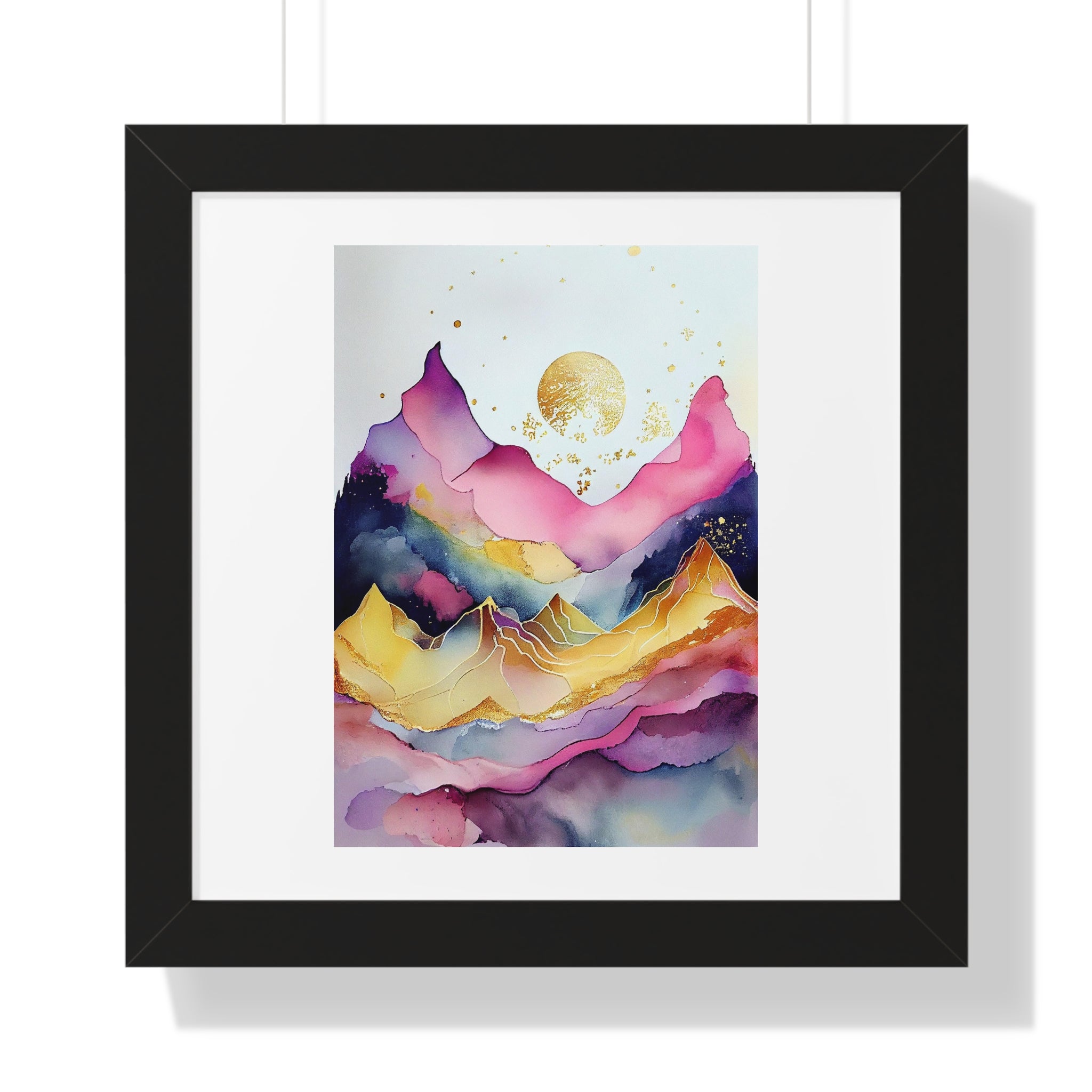 "ABSTRACT ALCOHOLIC INK MOUNTAIN" Framed Vertical Poster