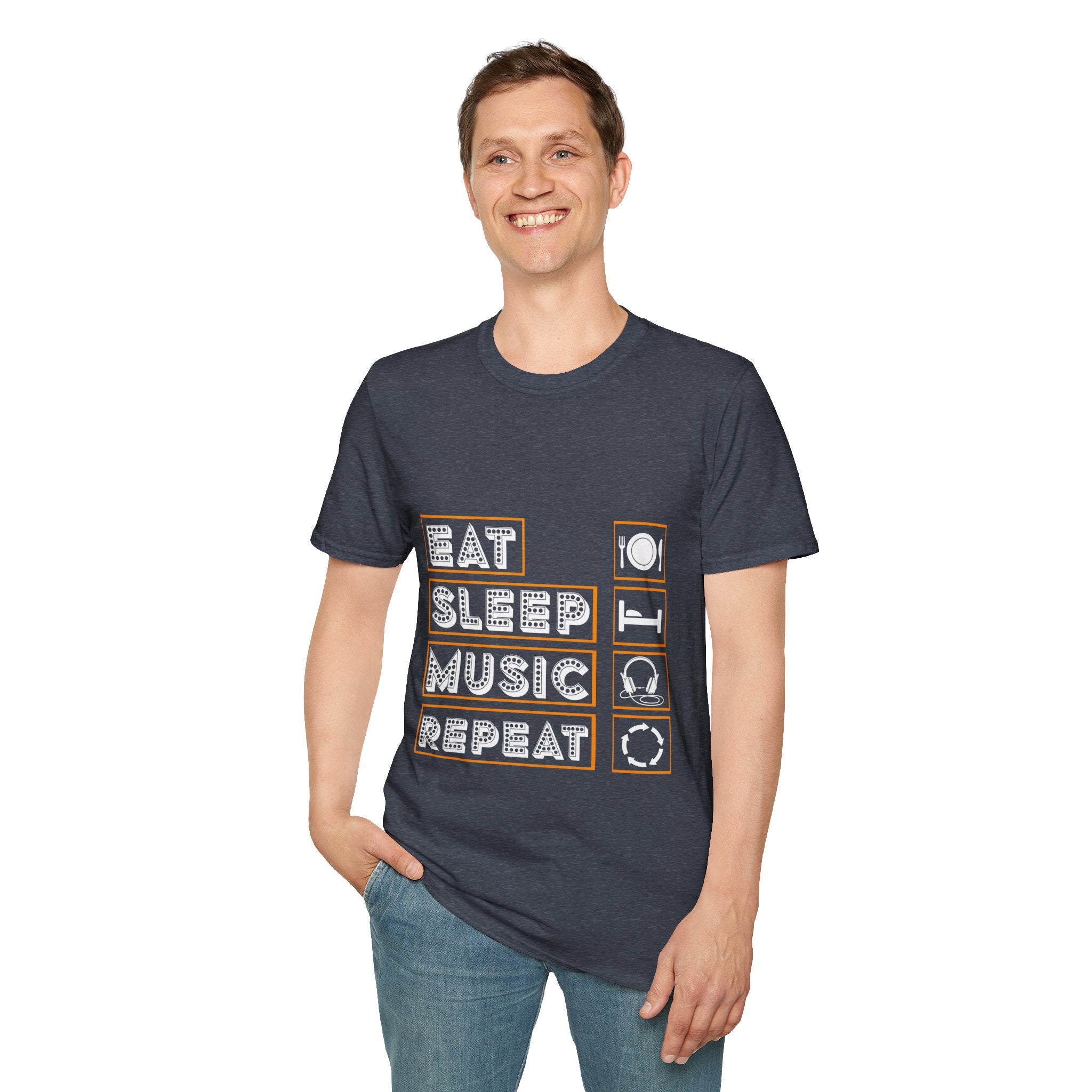 "Eat Sleep Music Repeat" Unisex Soft style T-Shirt