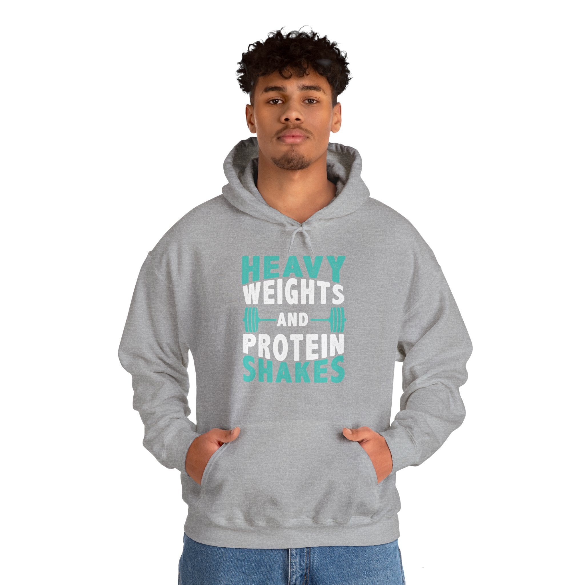 "Heavy Weights And Proteins Shakes" Unisex Heavy Blend™ Hooded Sweatshirt