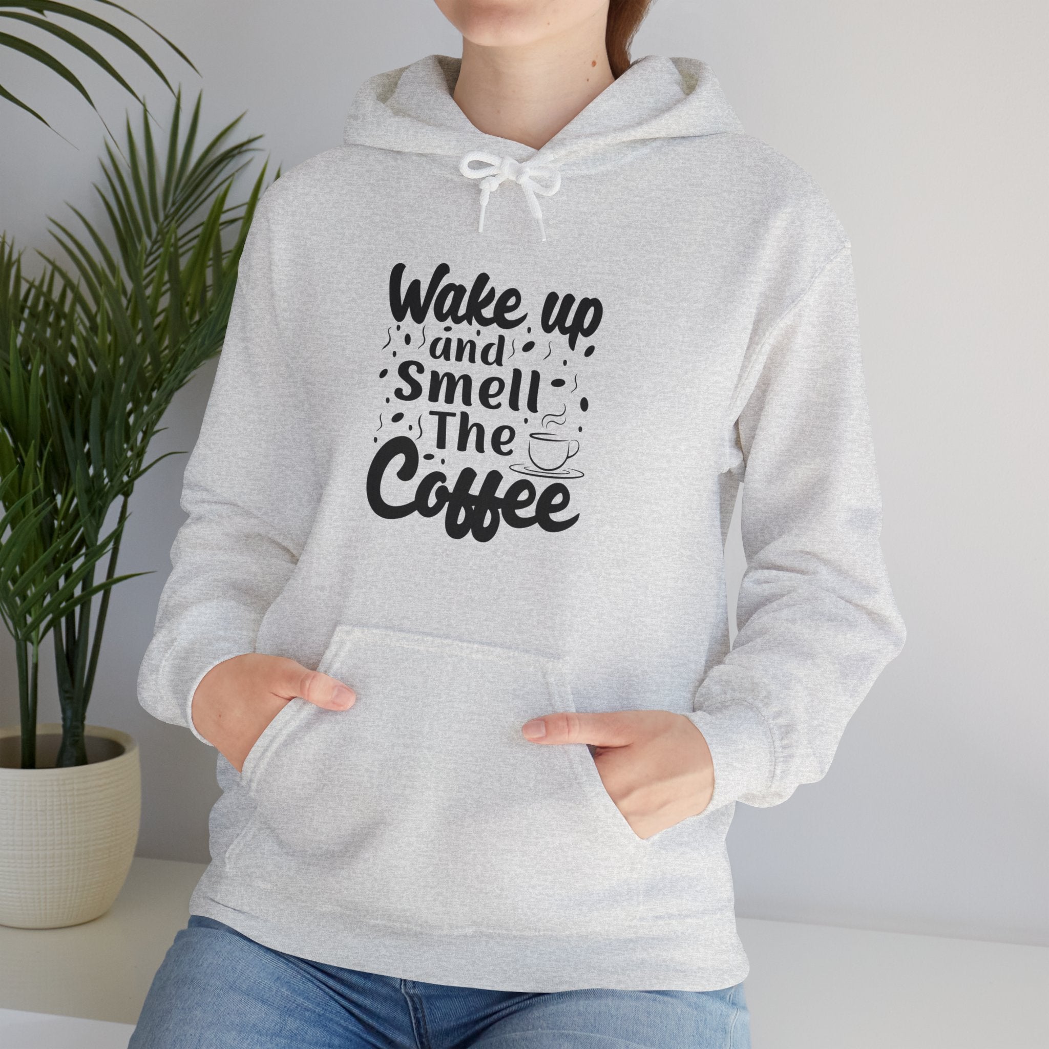 "WAKE UP AND SMELL THE COFFEE" Unisex Heavy Blend™ Hooded Sweatshirt