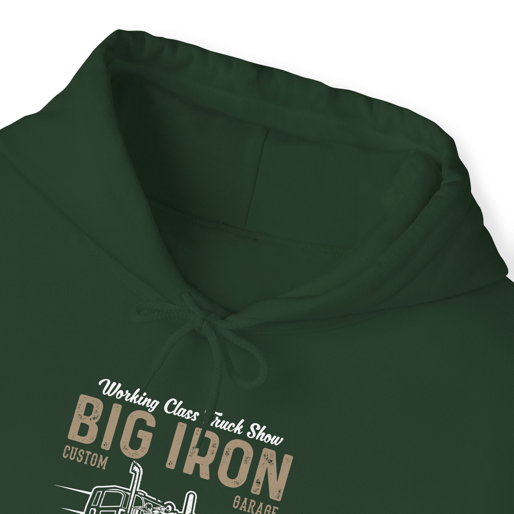 "BIG IRON CUSTOM GARAGE BIG TRUCK ENTHUSIASM" Unisex Heavy Blend™ Hooded Sweatshirt