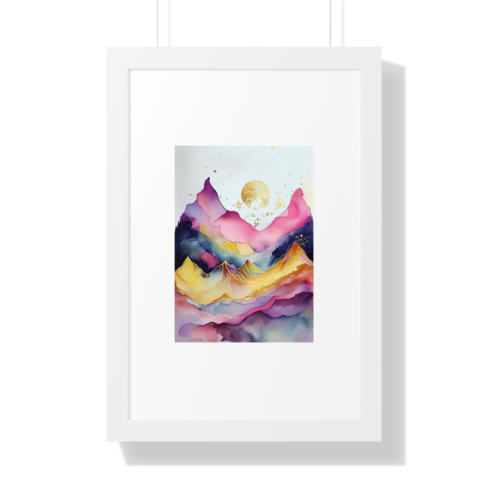 "ABSTRACT ALCOHOLIC INK MOUNTAIN" Framed Vertical Poster