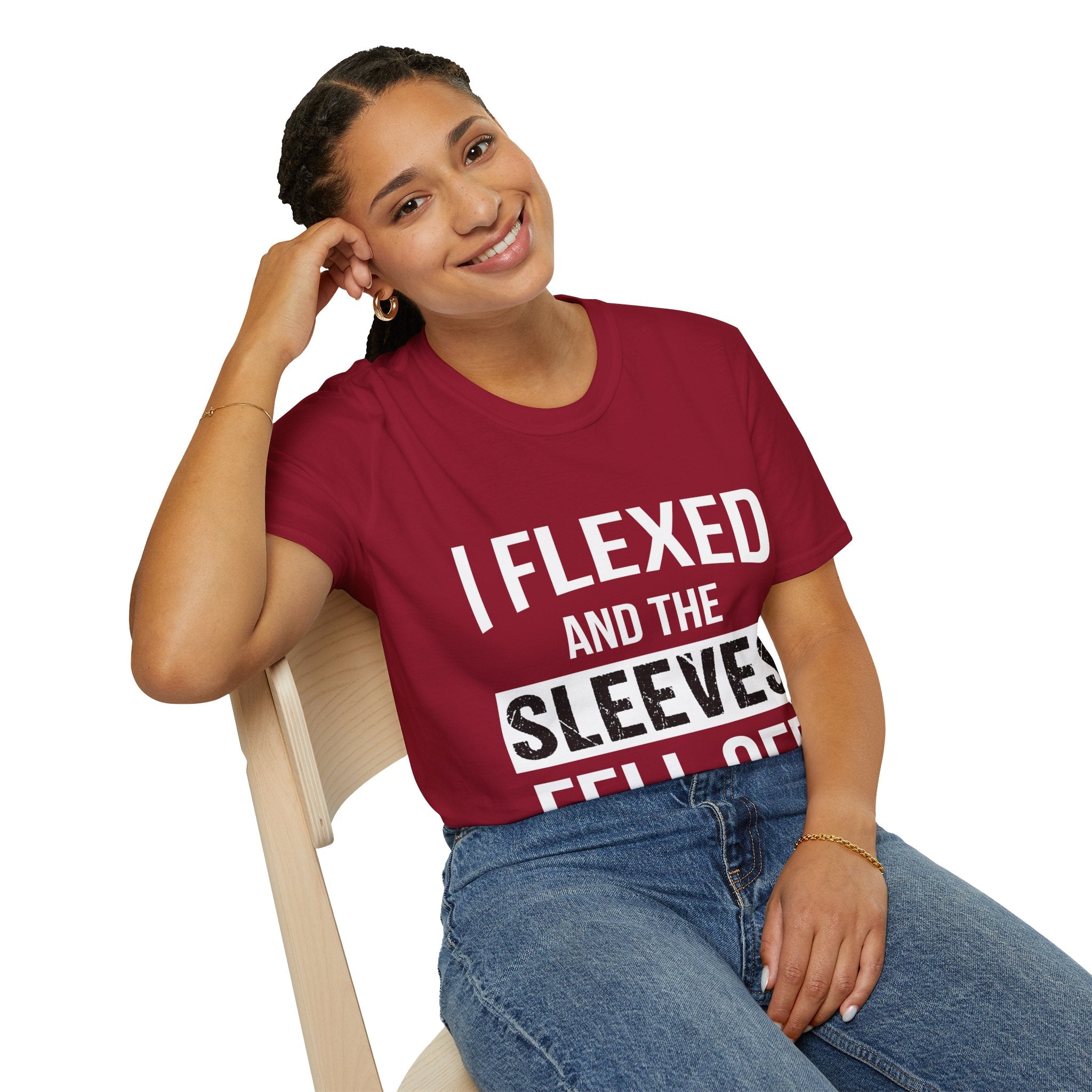 "I Flexed And The Sleeves Fell Off" Unisex Soft Style T-Shirt