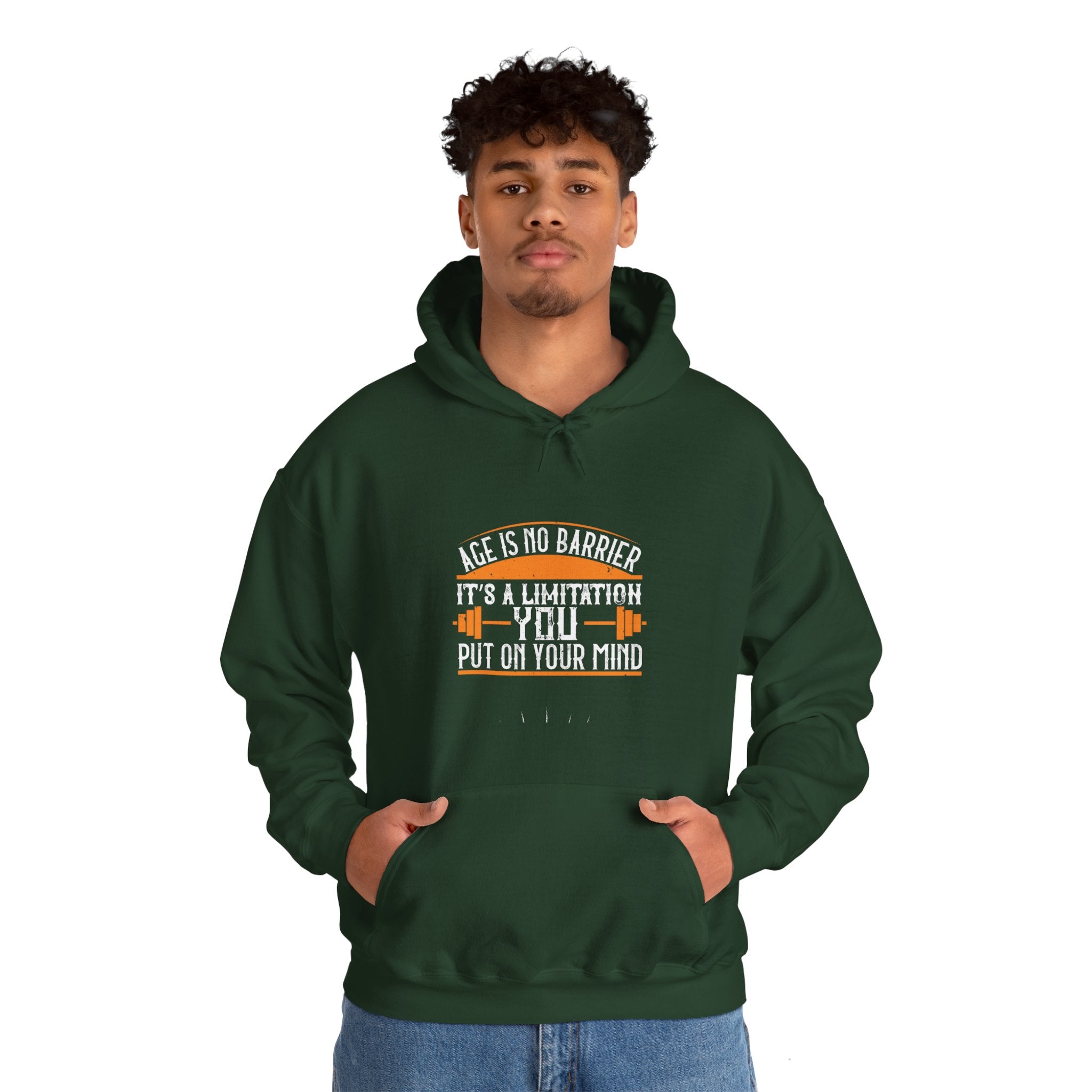 "Age Is No Barrier Its A Limitation You Put On Your Mind"  Unisex Heavy Blend™ Hooded Sweatshirt