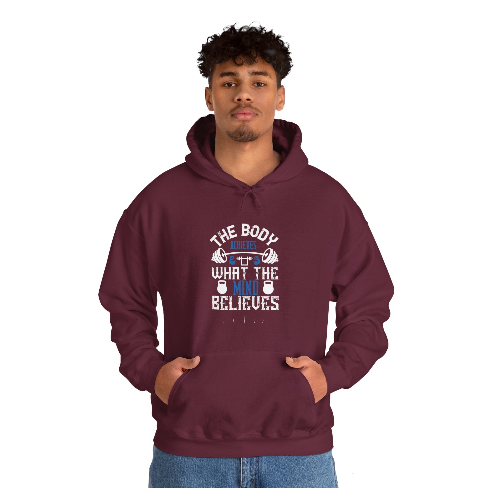 "The body achieves what the mind believes" Unisex Heavy Blend™ Hooded Sweatshirt