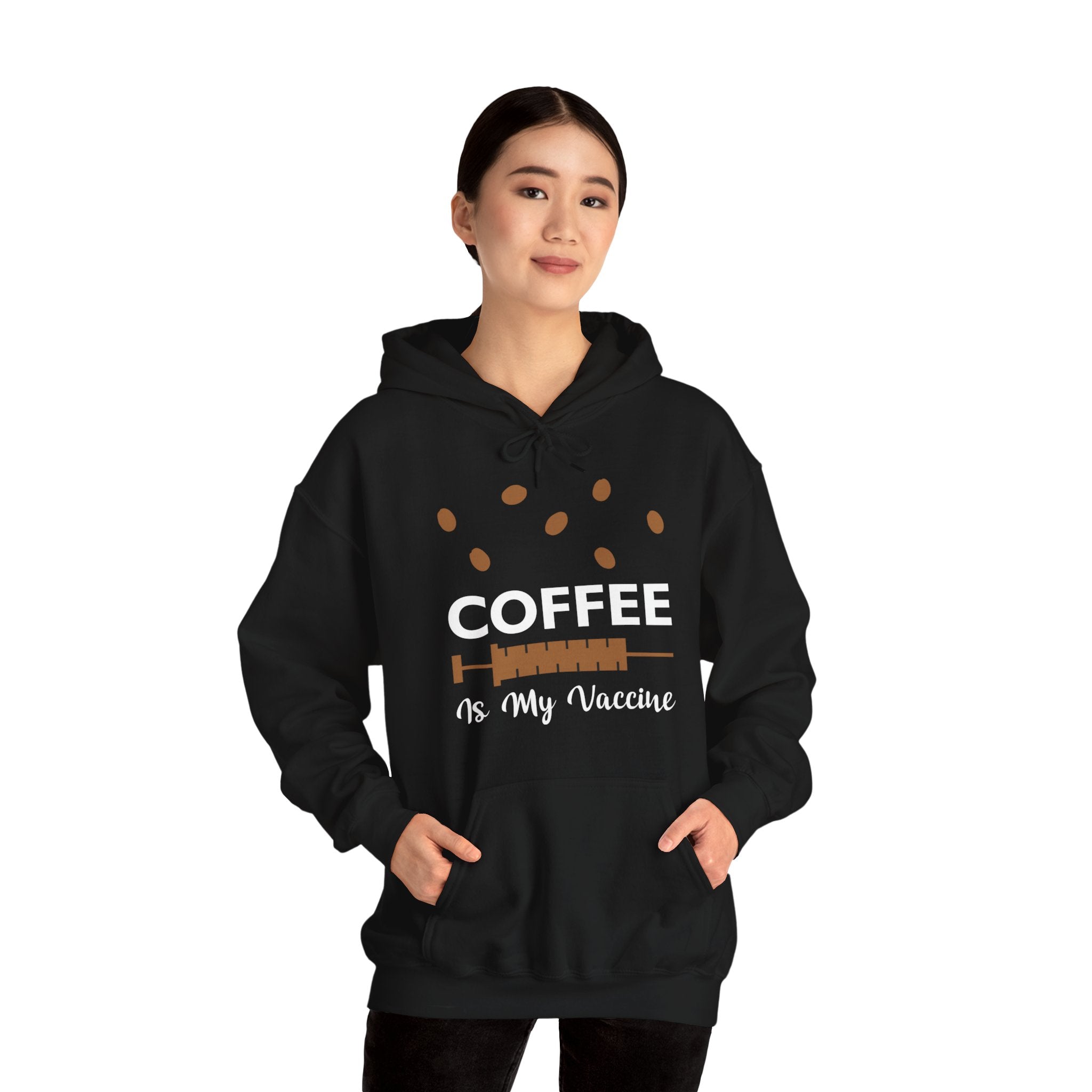 "COFFEE IS MY VACCINE" Unisex Heavy Blend™ Hooded Sweatshirt