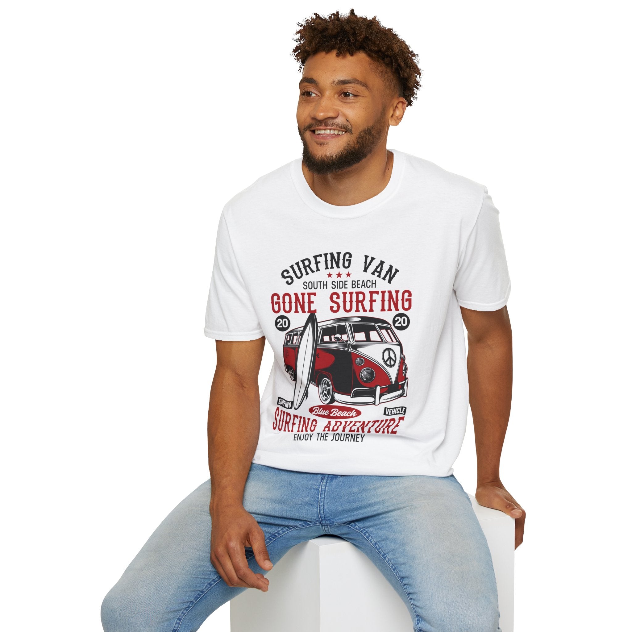 "SURFING VAN GONE SURFING SURFING ADVENTURE" Unisex Soft style T-Shirt