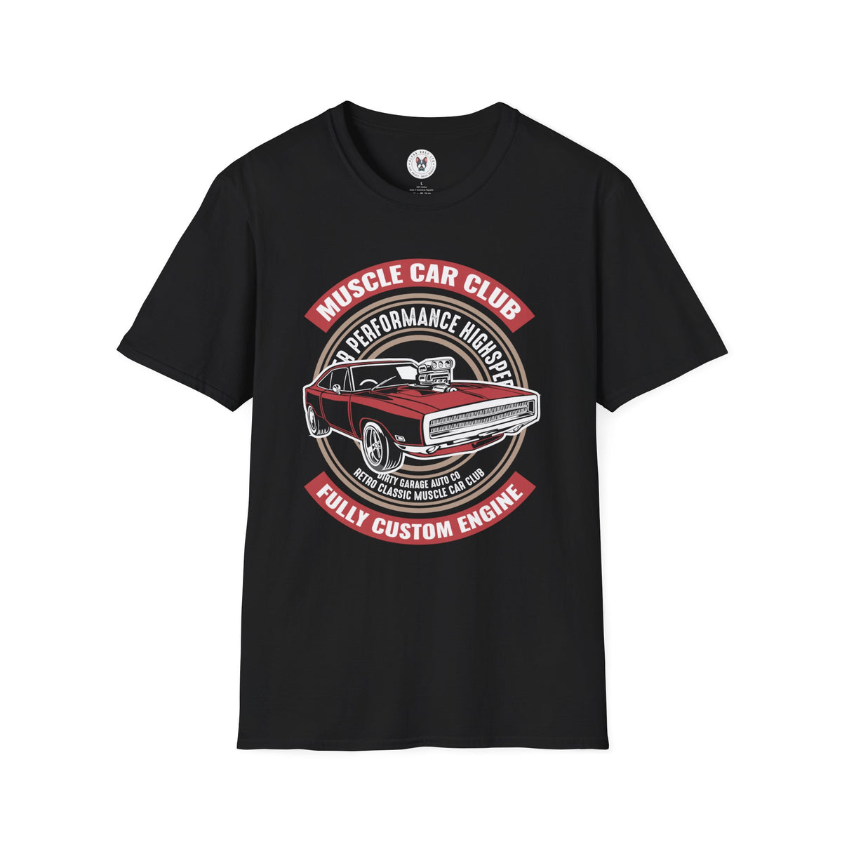 "MUSCLE CAR CLUB FULLY CUSTOM ENGINE" Unisex Soft style T-Shirt