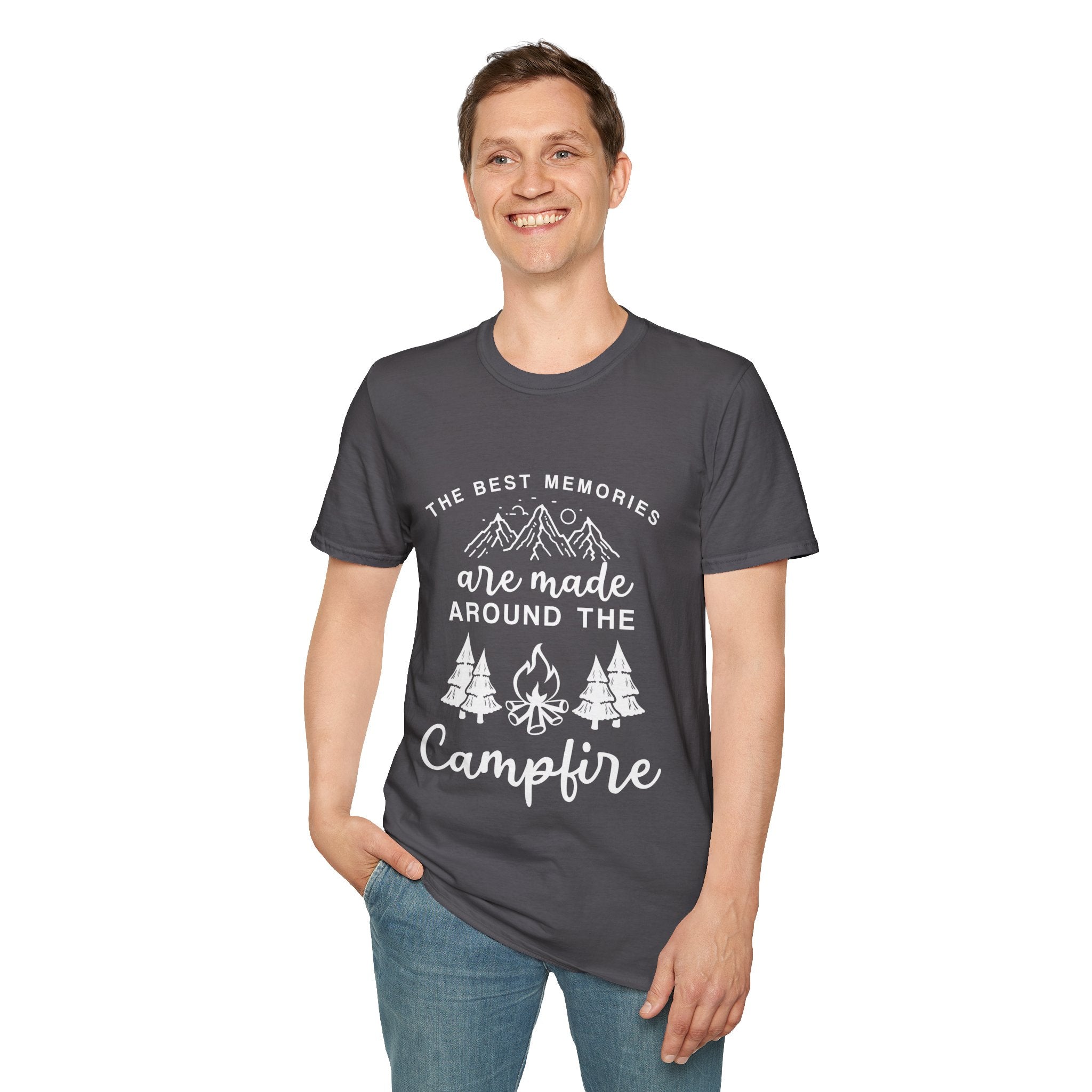 "Best Memories Are Made Around Campfire" Unisex Soft Style T-Shirt