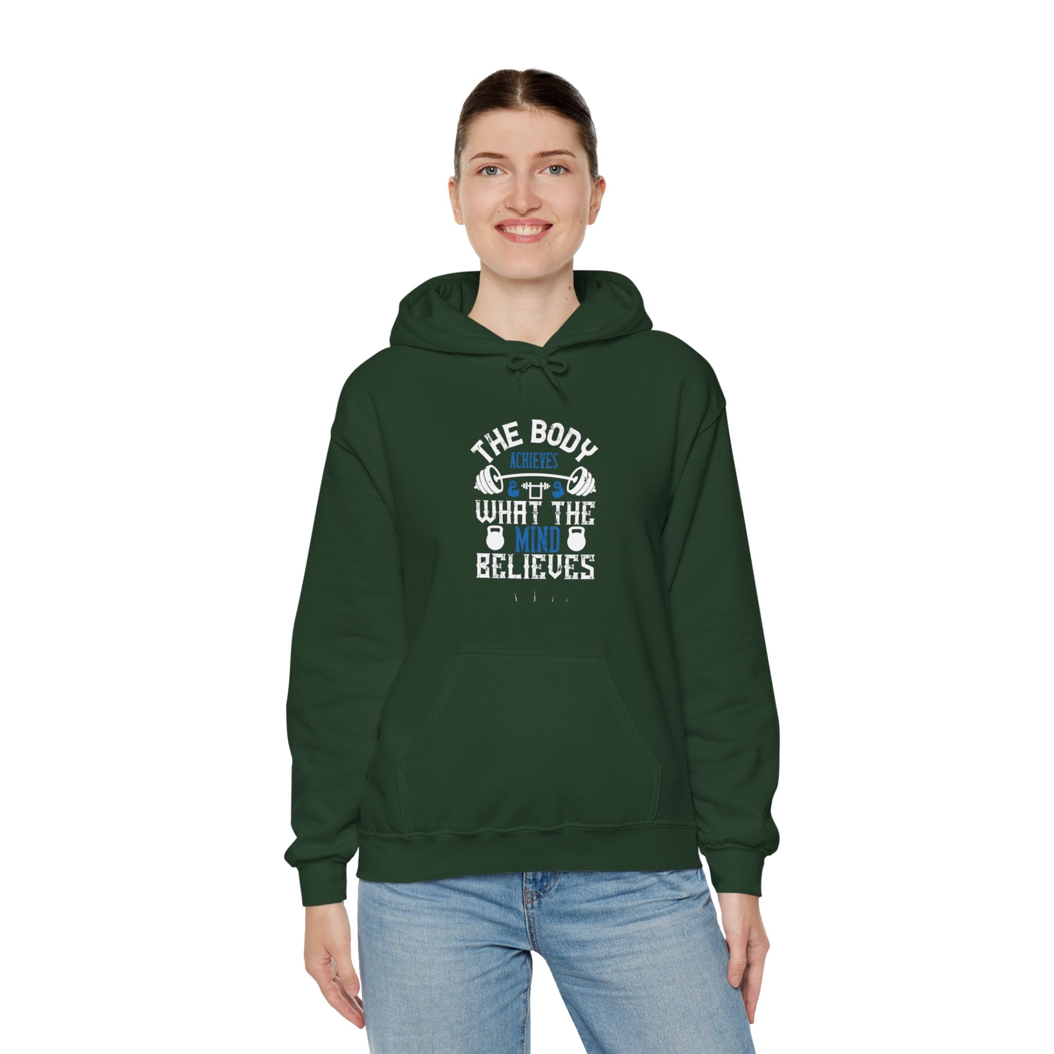 "The body achieves what the mind believes" Unisex Heavy Blend™ Hooded Sweatshirt