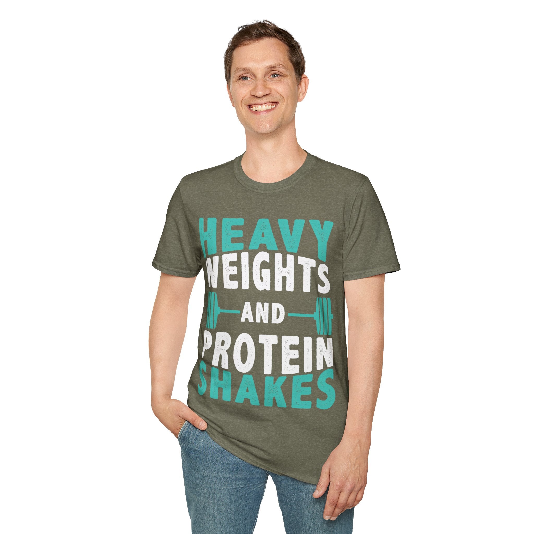 "Heavy Weights And Proteins Shakes" Unisex Soft Style T-Shirt