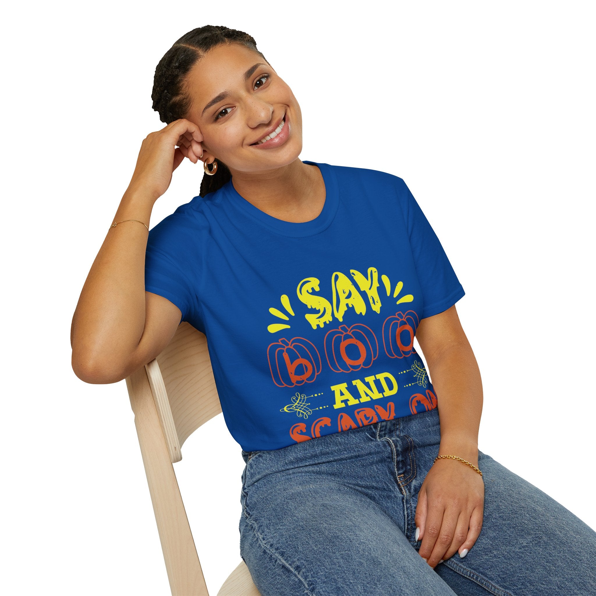 "SAY BOO AND SCARY ON" Unisex Soft style T-Shirt