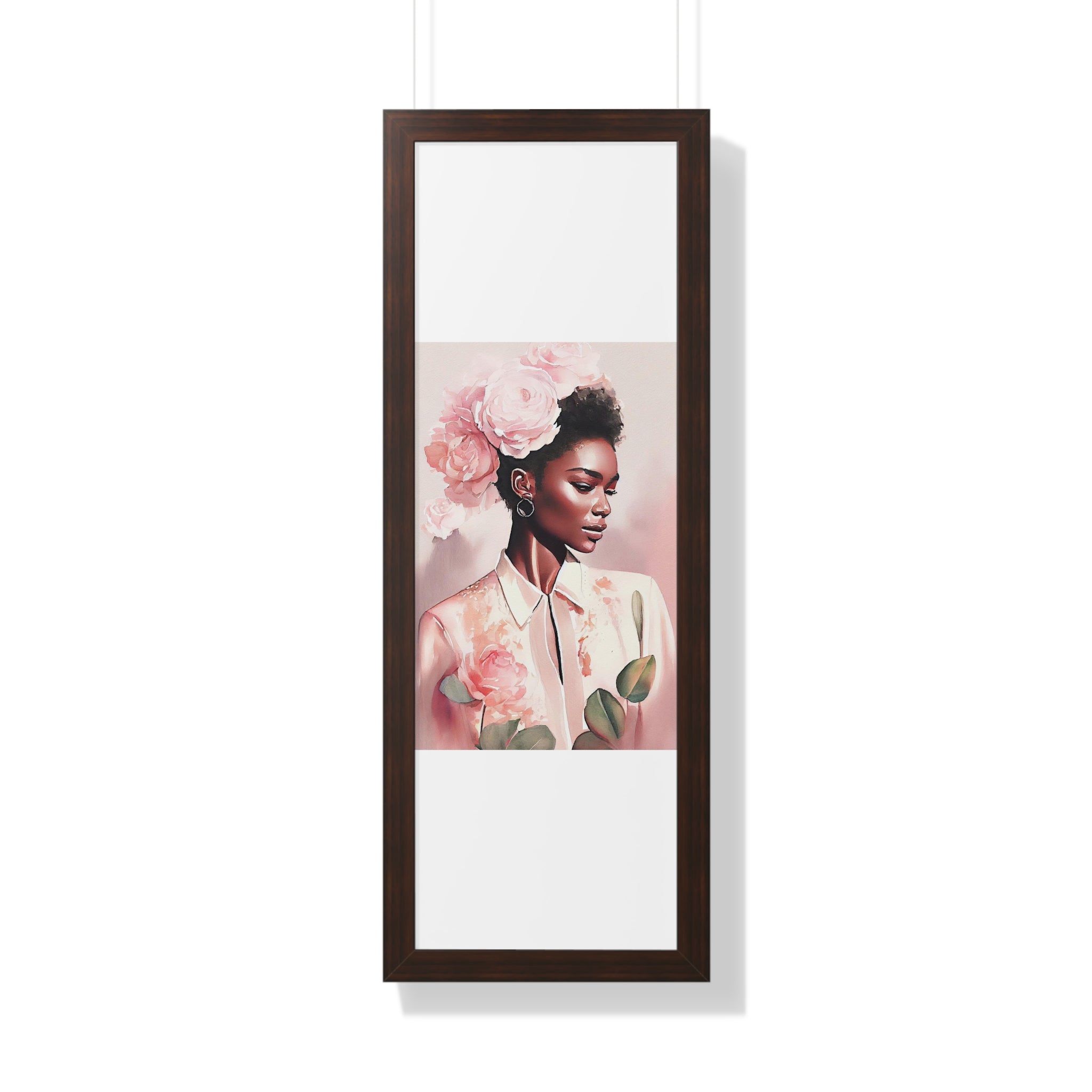 "BLACK WOMAN PEONIES" Framed Vertical Poster