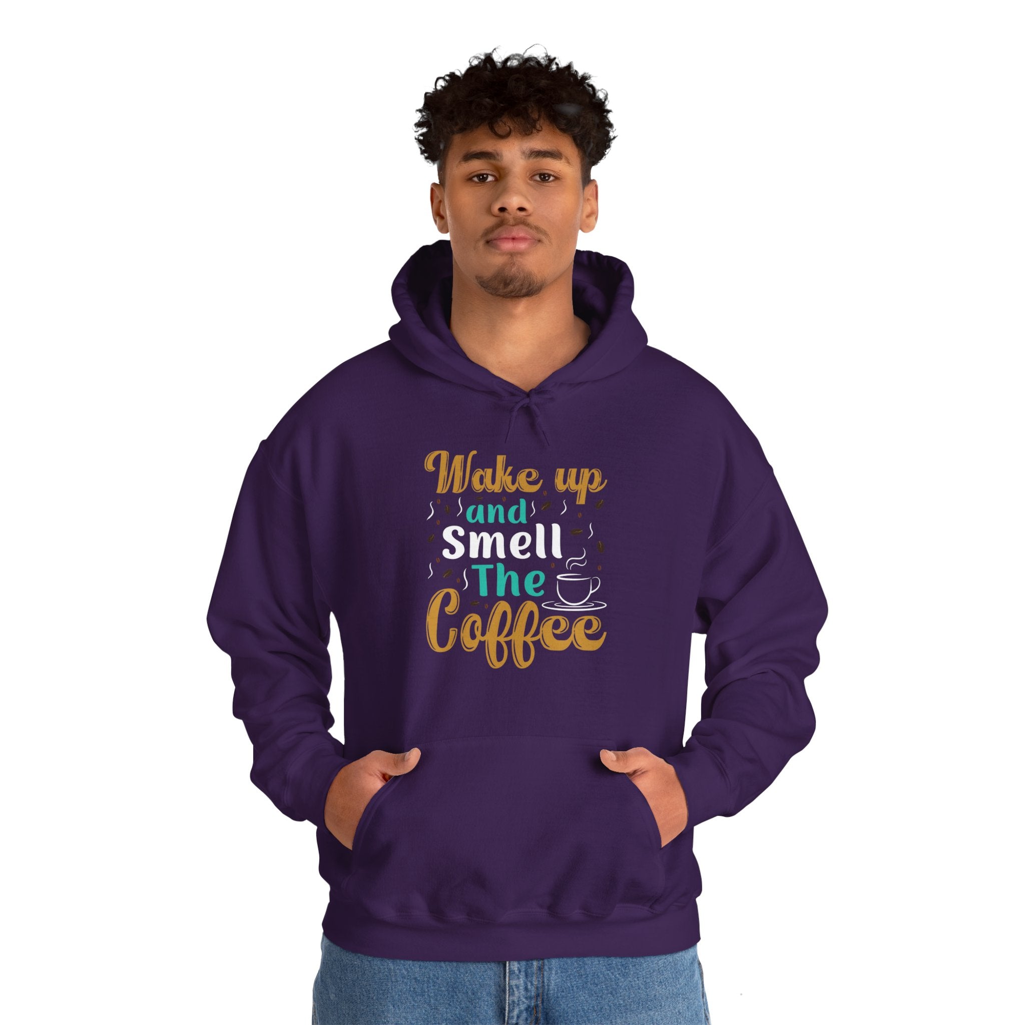 "WAKE UP AND SMELL THE COFFEE" Unisex Heavy Blend™ Hooded Sweatshirt